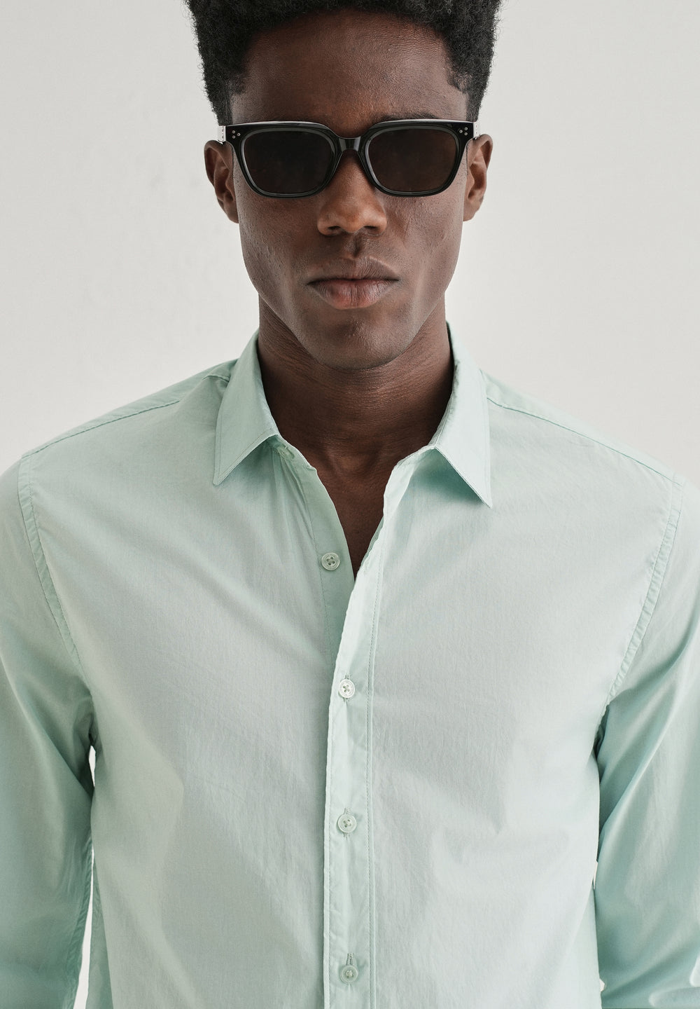 Pastel Mint Green Plain Cotton Shirt