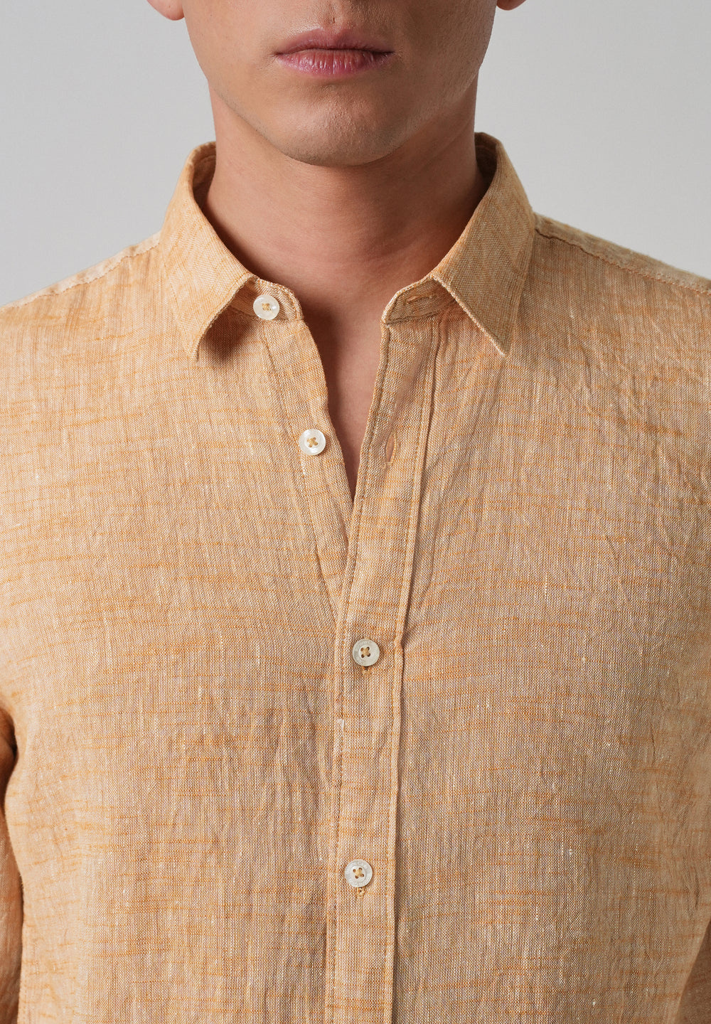 100% Pure Linen Pastel Orange Shirt