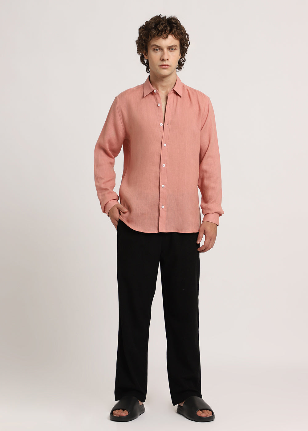 Pastel Peach Linen Shirt