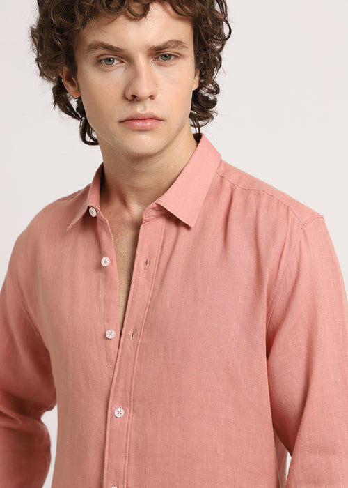 Pastel Peach Linen Shirt