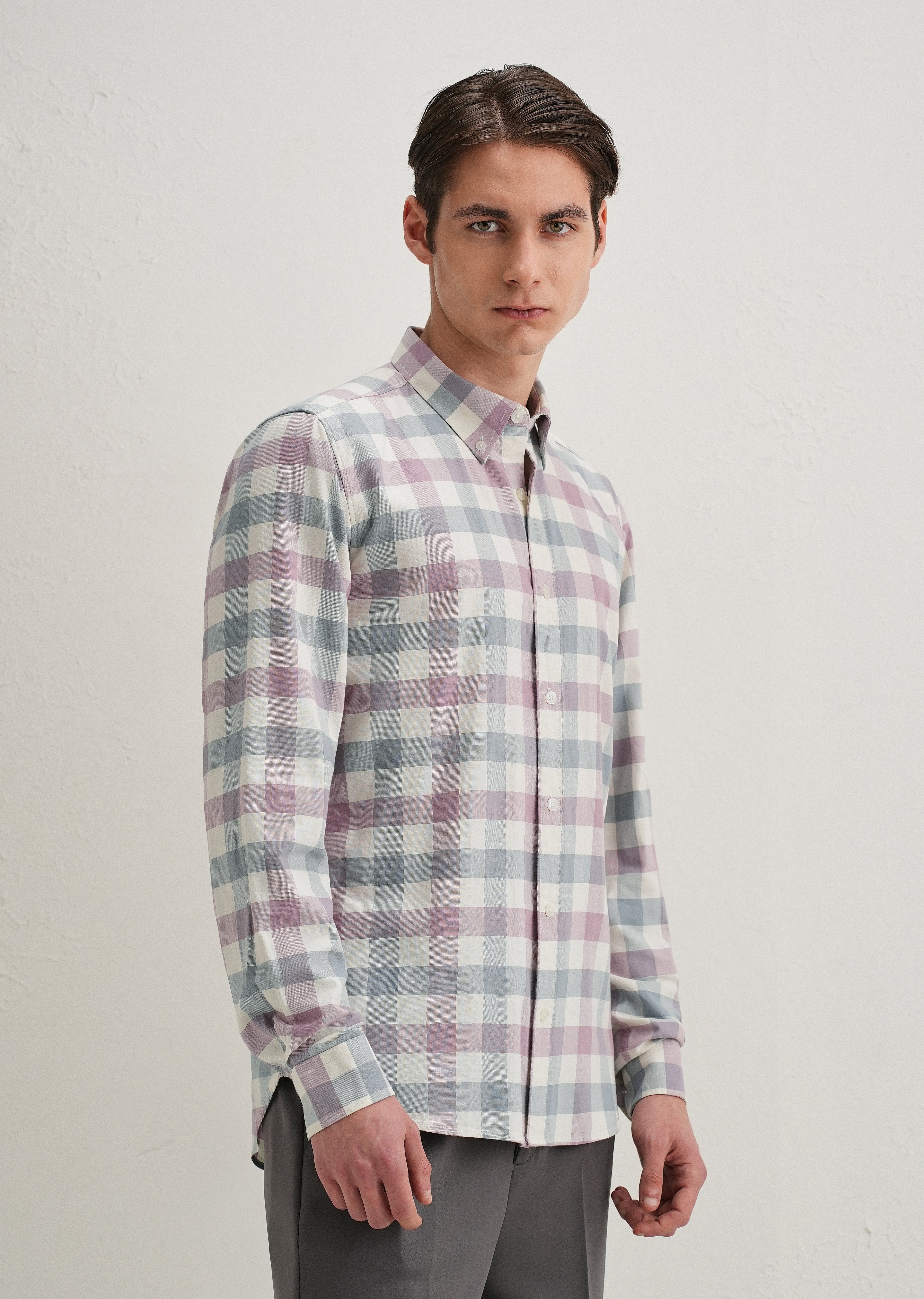 Pastel Pink Buffalo Check Shirt