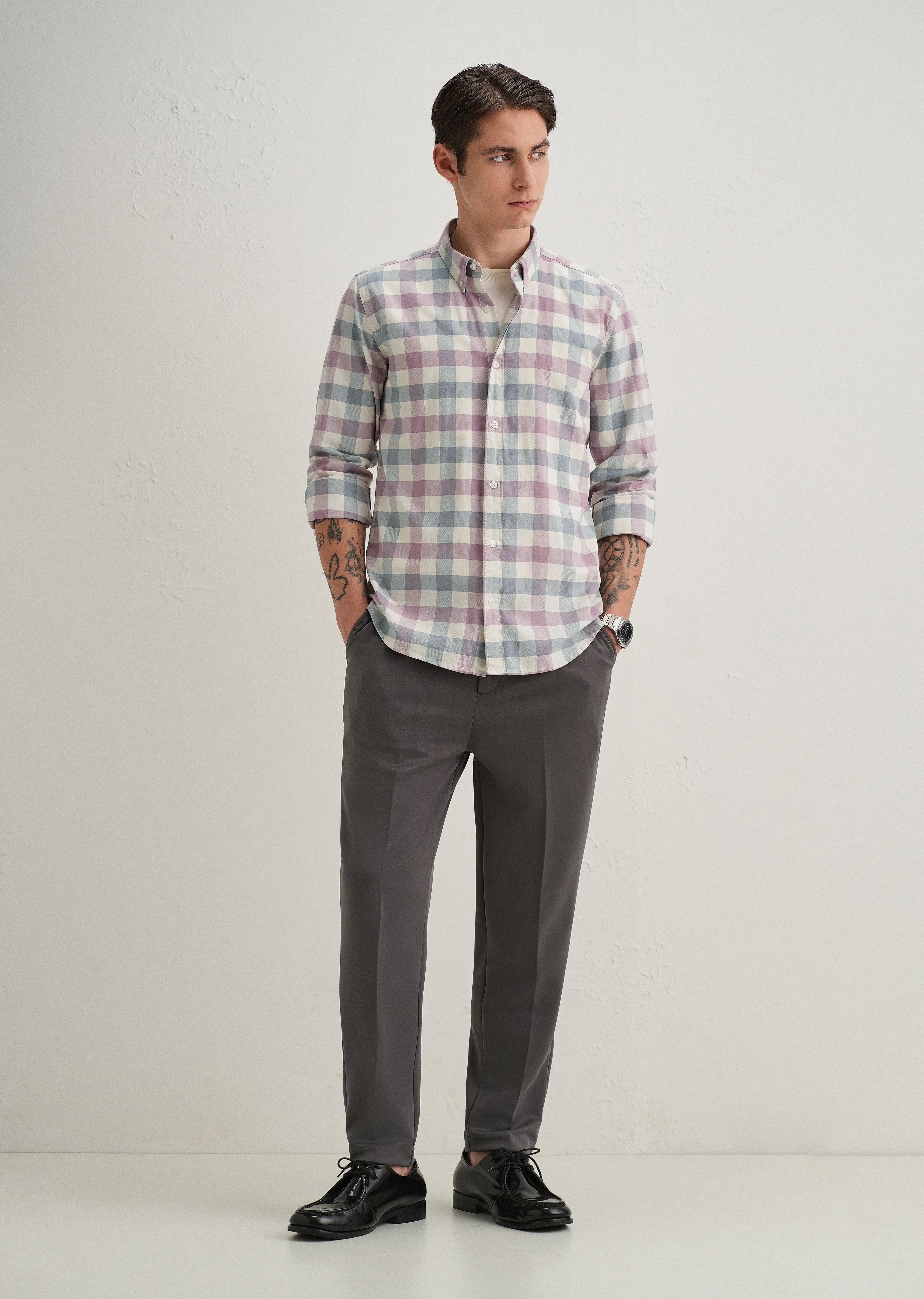 Pastel Pink Buffalo Check Shirt