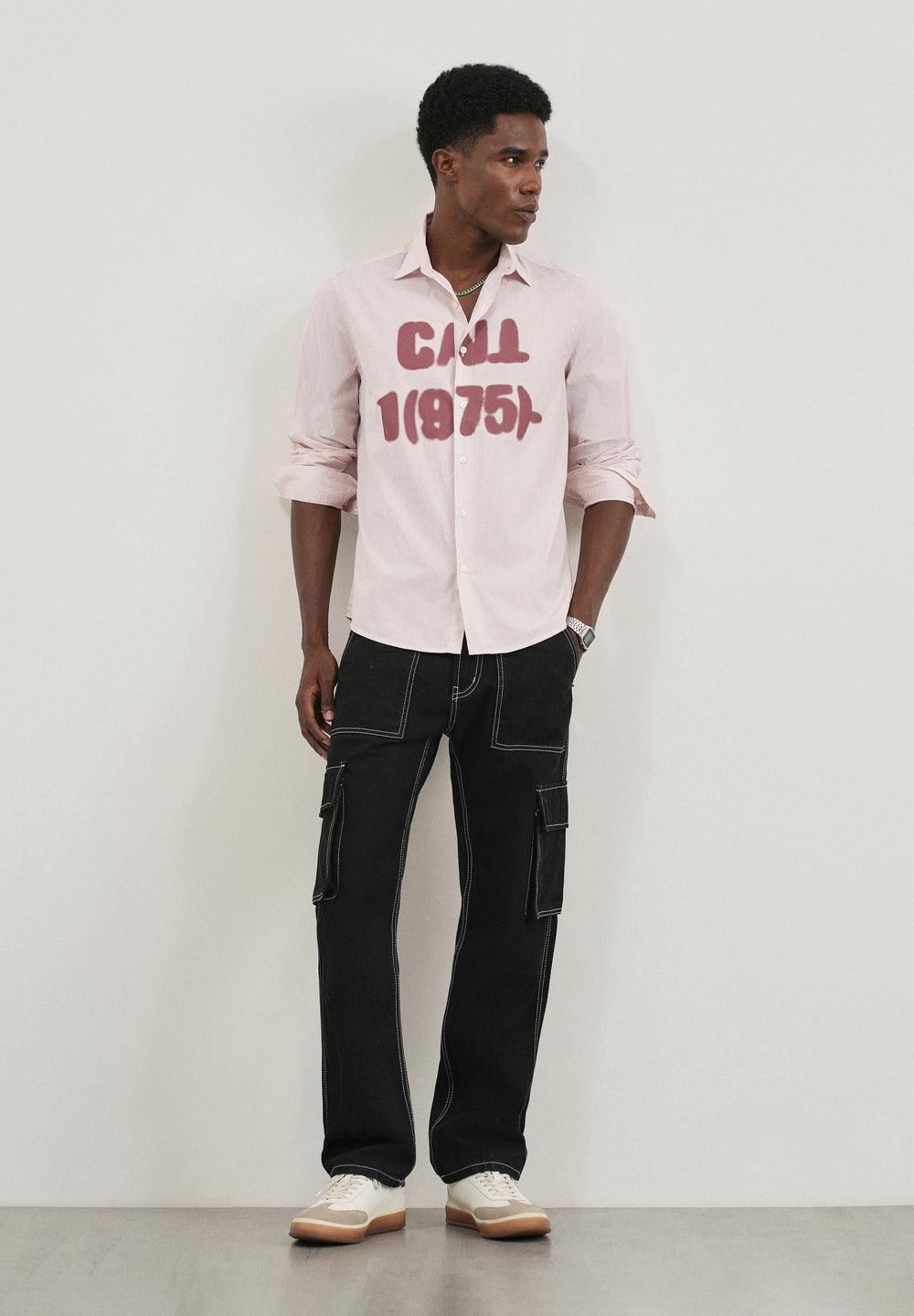 Mauve Printed Cotton Stripe Shirt