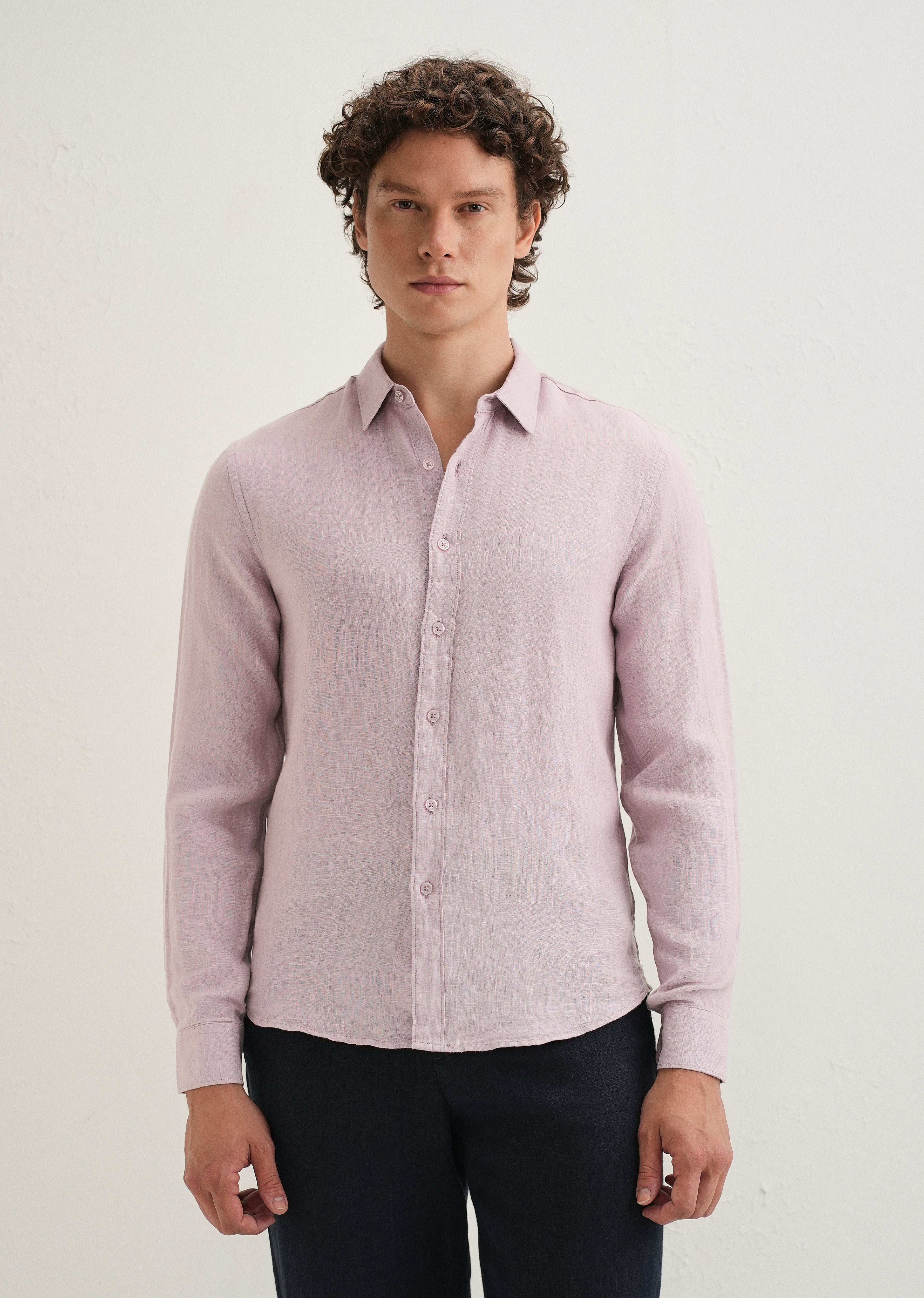 Pastel Purple Pure Linen Shirt