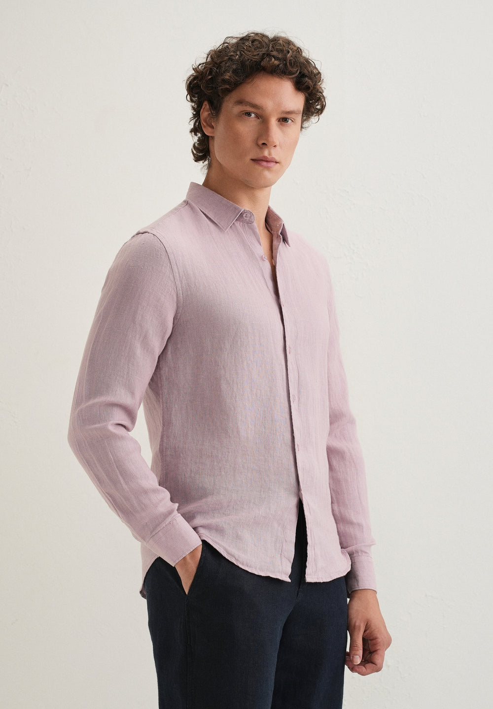 Pastel Purple Pure Linen Shirt