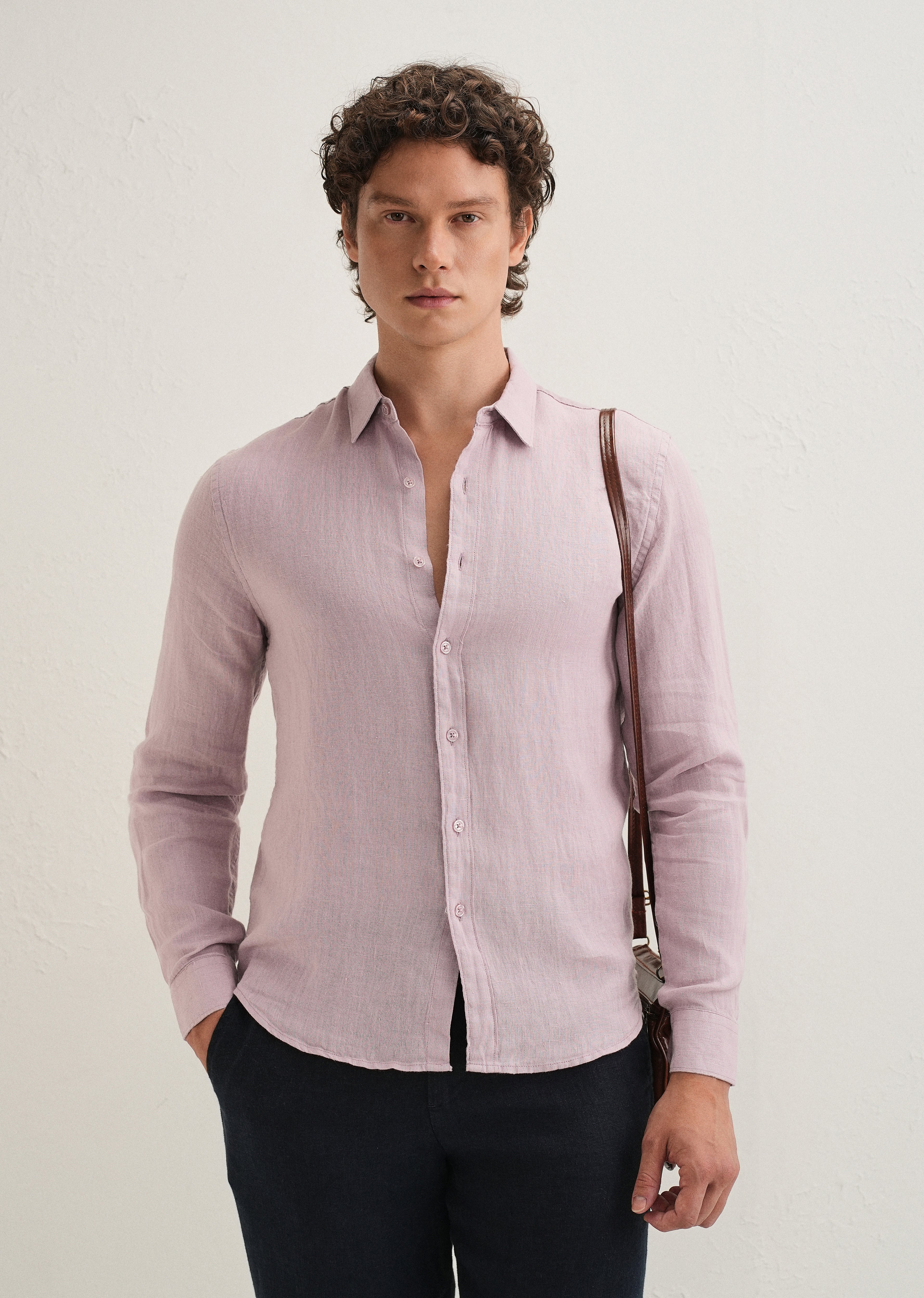 Pastel Purple Pure Linen Shirt