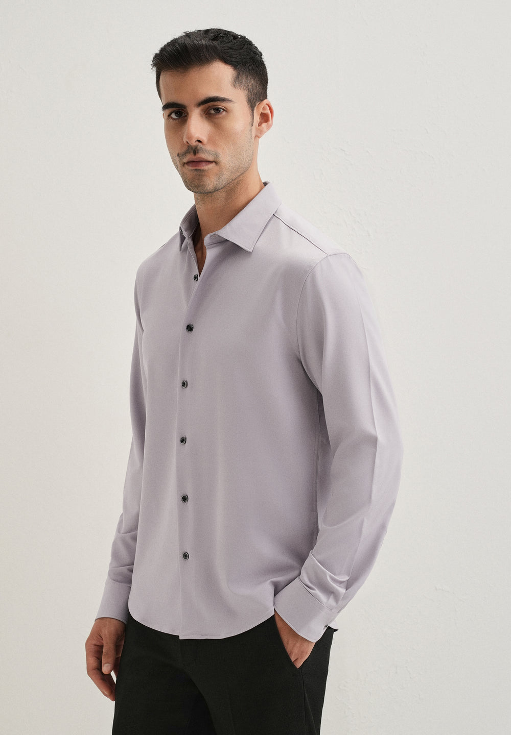 Pastel Purple Wrinkle Free Stitchless Placket Shirt