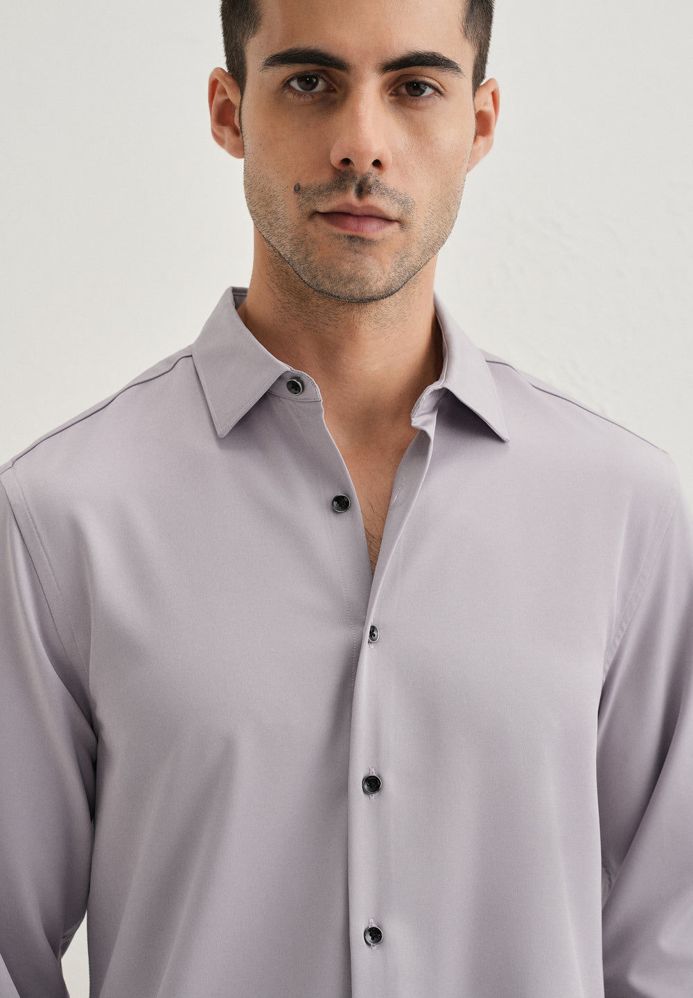 Pastel Purple Wrinkle Free Stitchless Placket Shirt