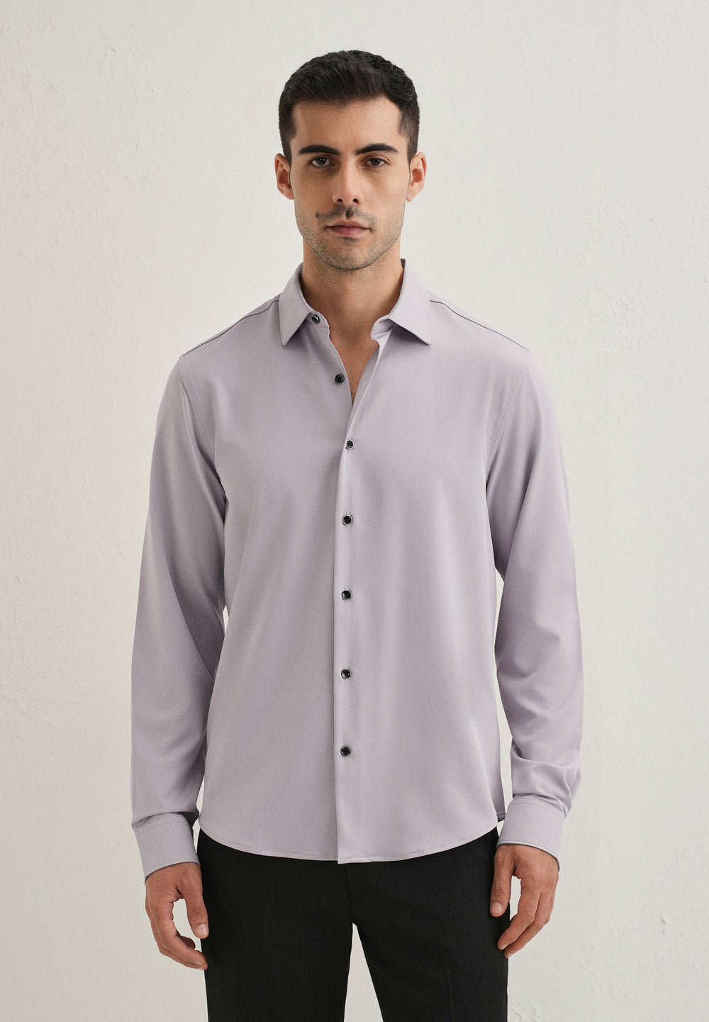 Pastel Purple Wrinkle Free Stitchless Placket Shirt