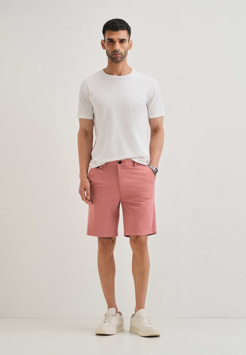 Pastel Red Cotton Shorts