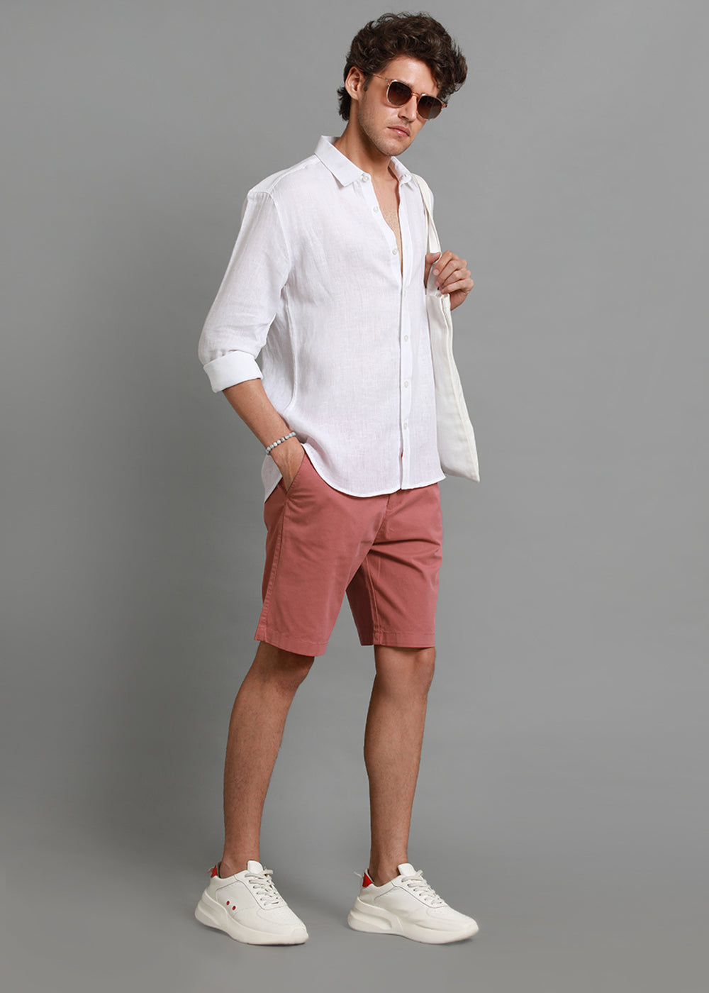 Pastel Red Cotton Shorts