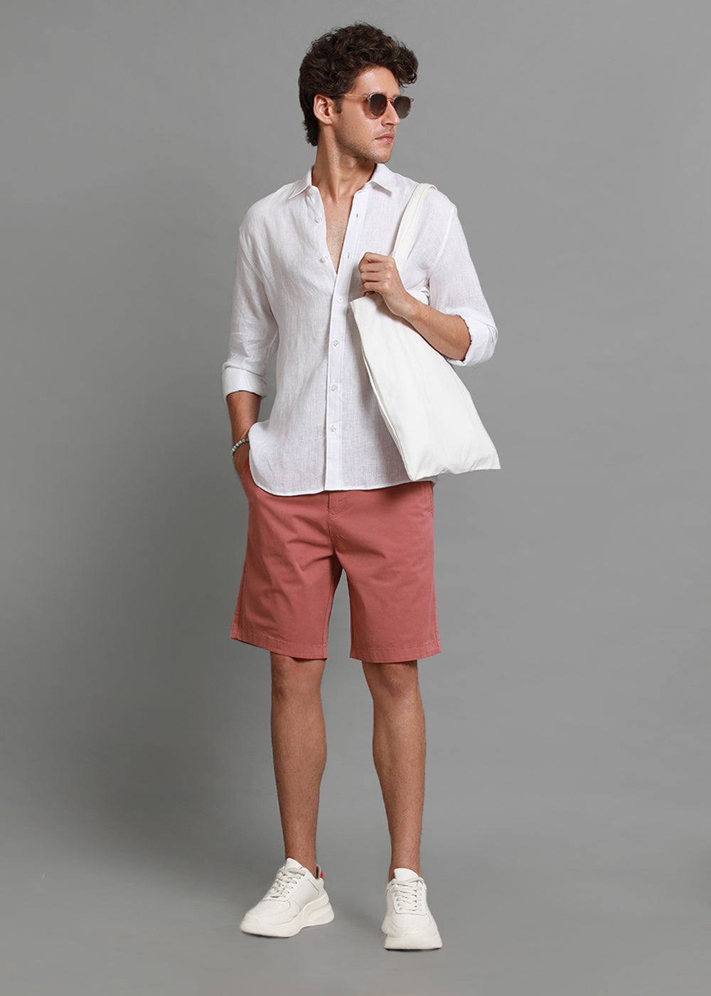 Pastel Red Cotton Shorts