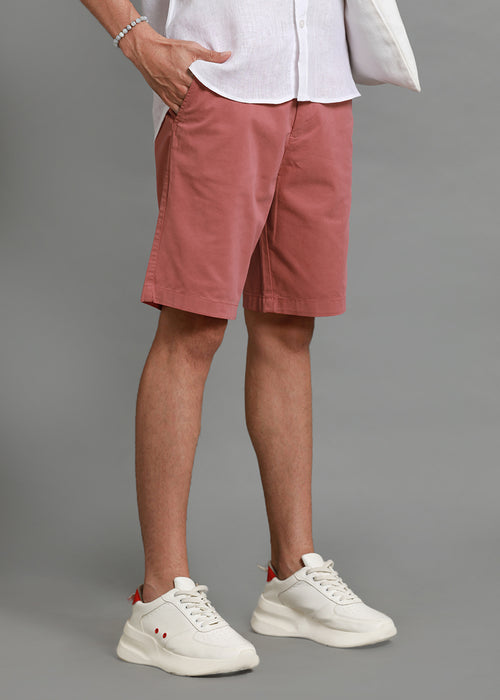 Pastel Red Cotton Shorts