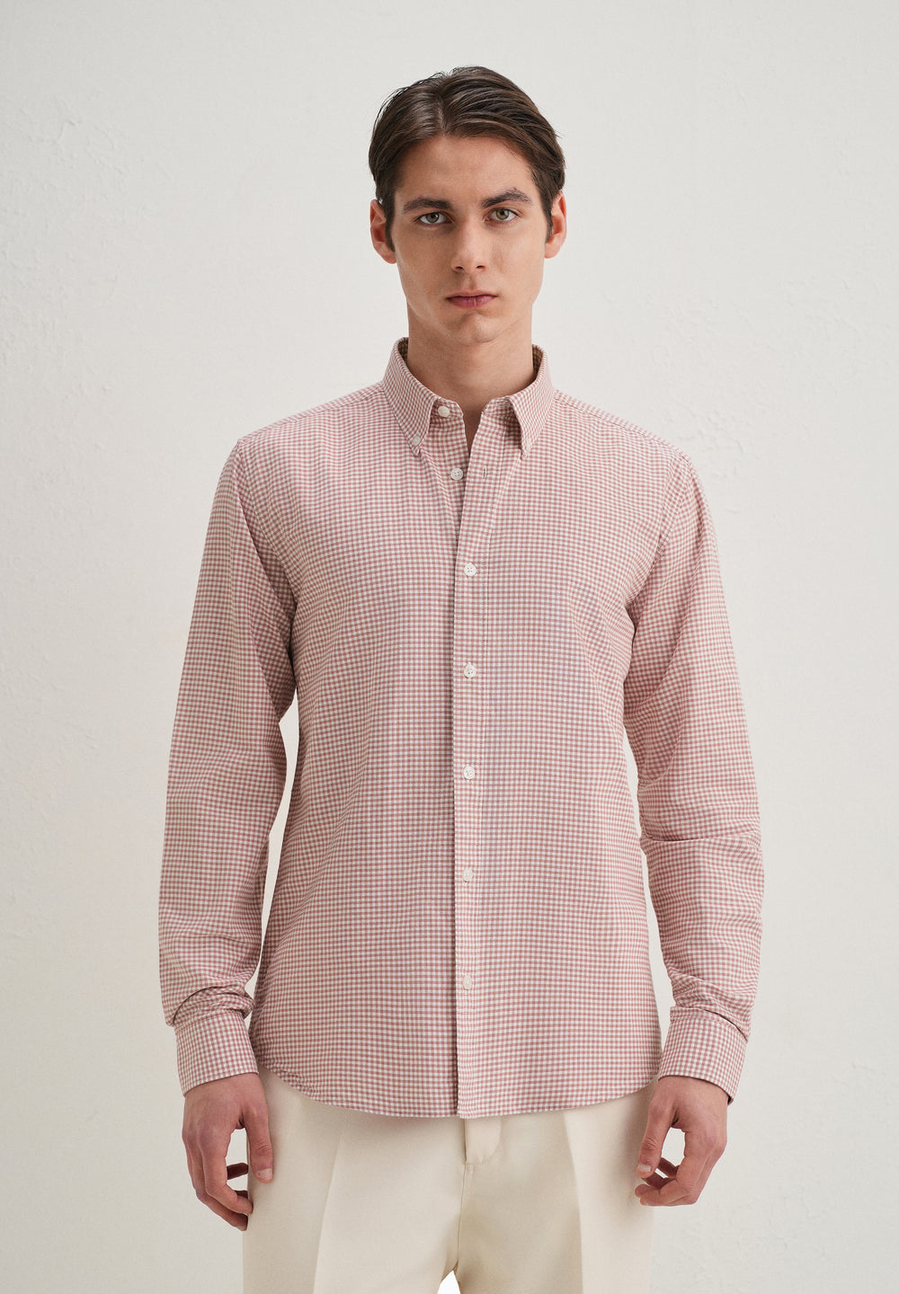 Pastel Red Gingham Check Shirt