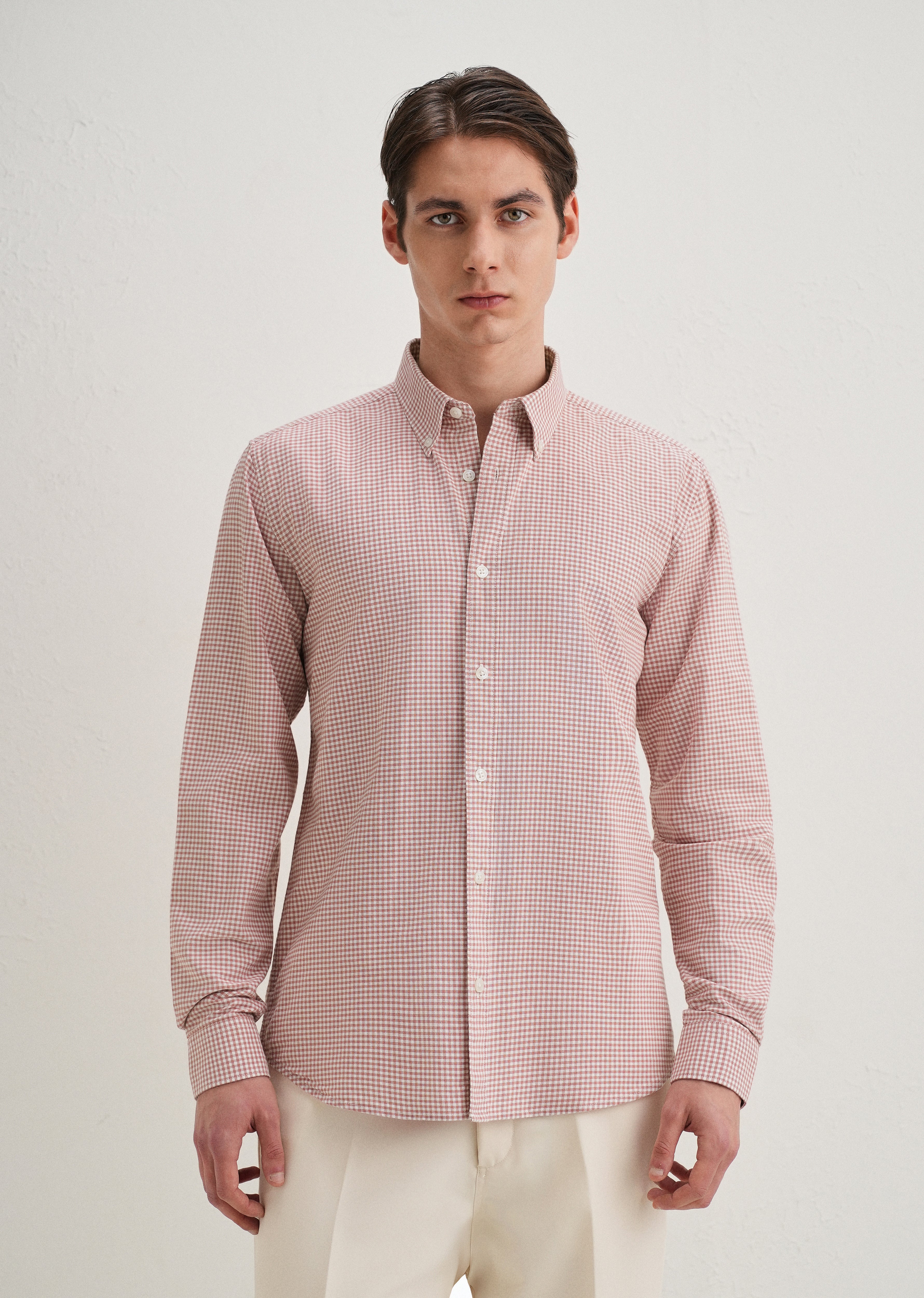 Pastel Red Gingham Check Shirt