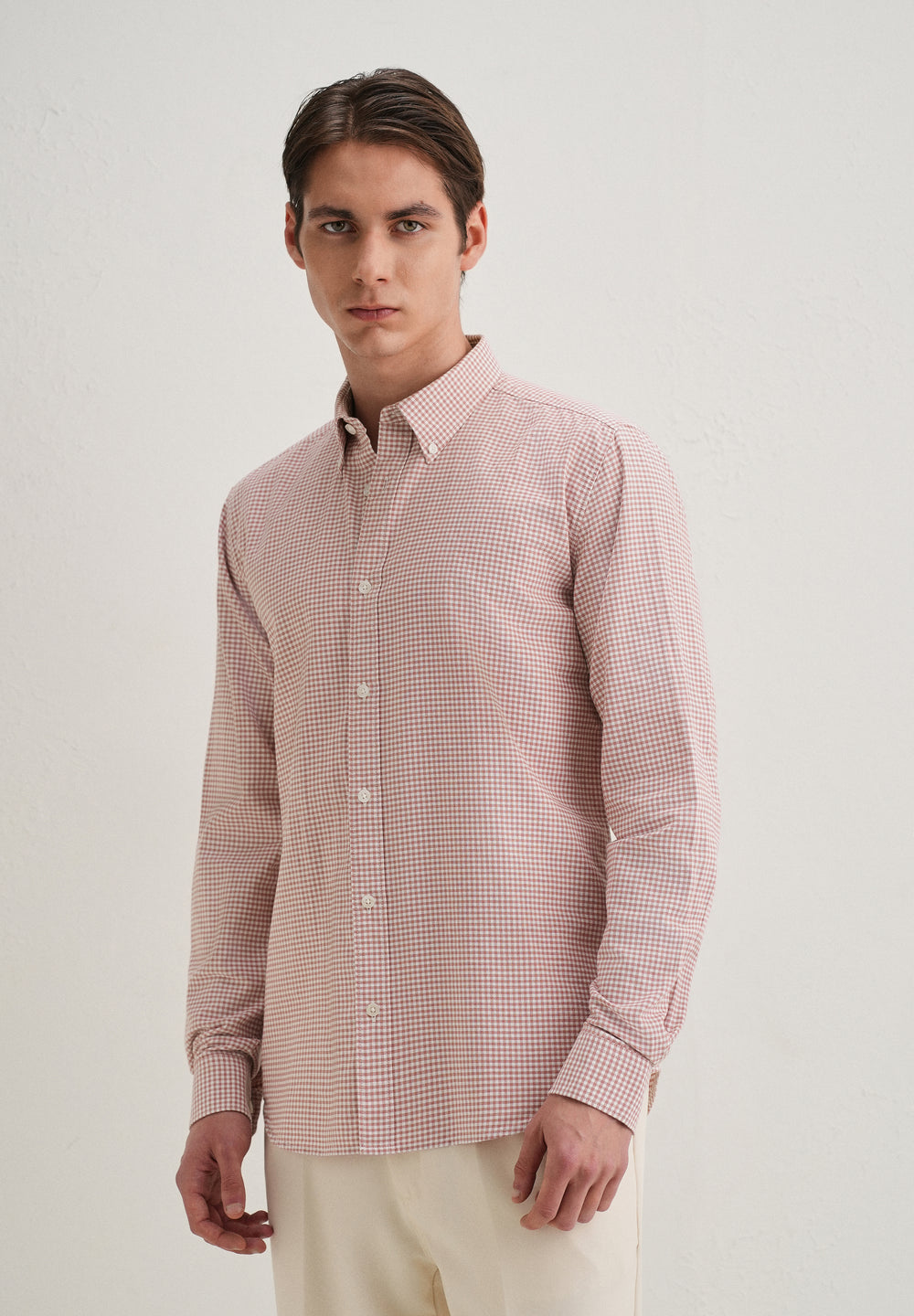 Pastel Red Gingham Check Shirt
