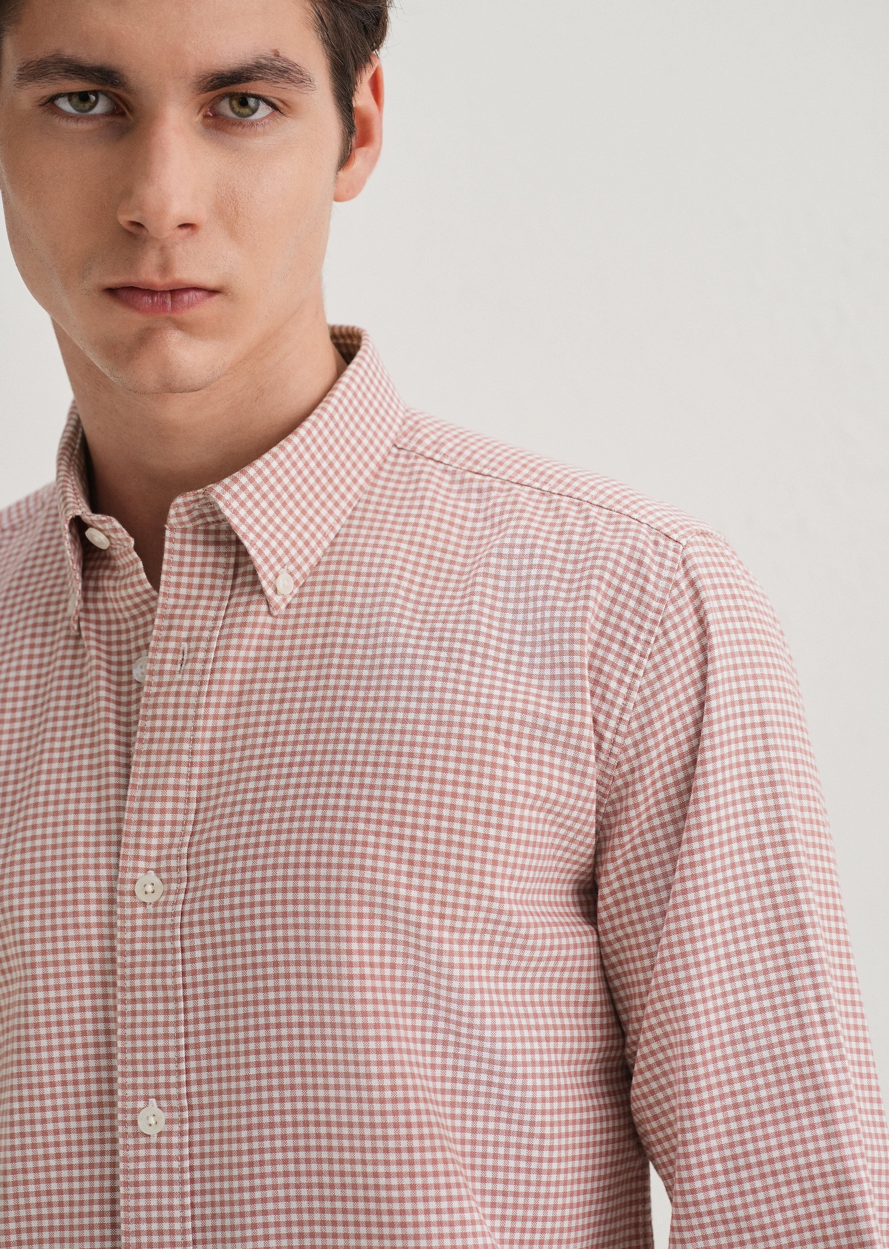 Pastel Red Gingham Check Shirt