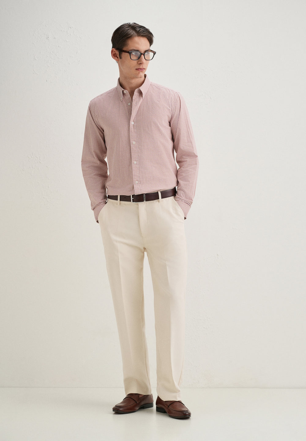 Pastel Red Gingham Check Shirt