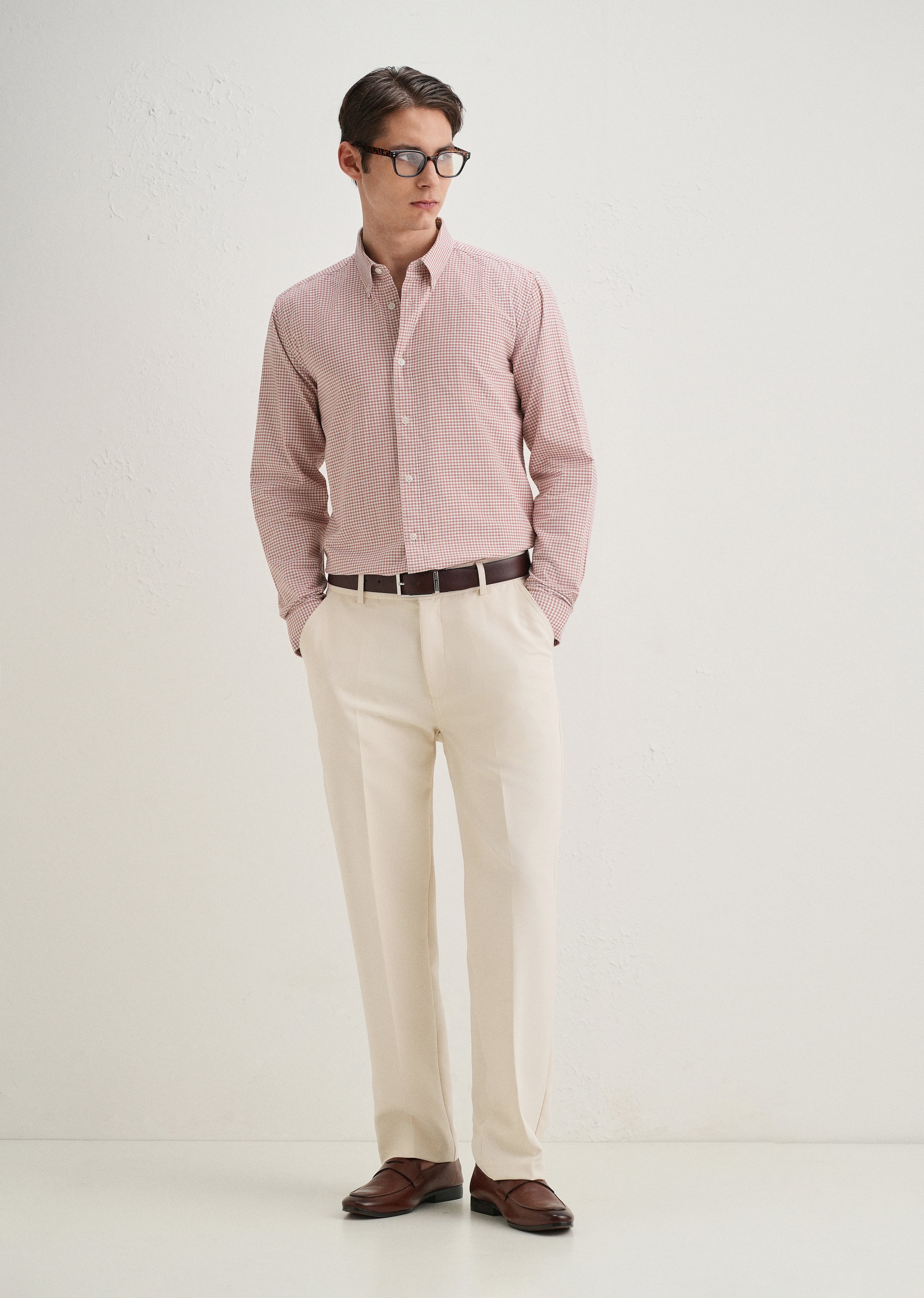 Pastel Red Gingham Check Shirt