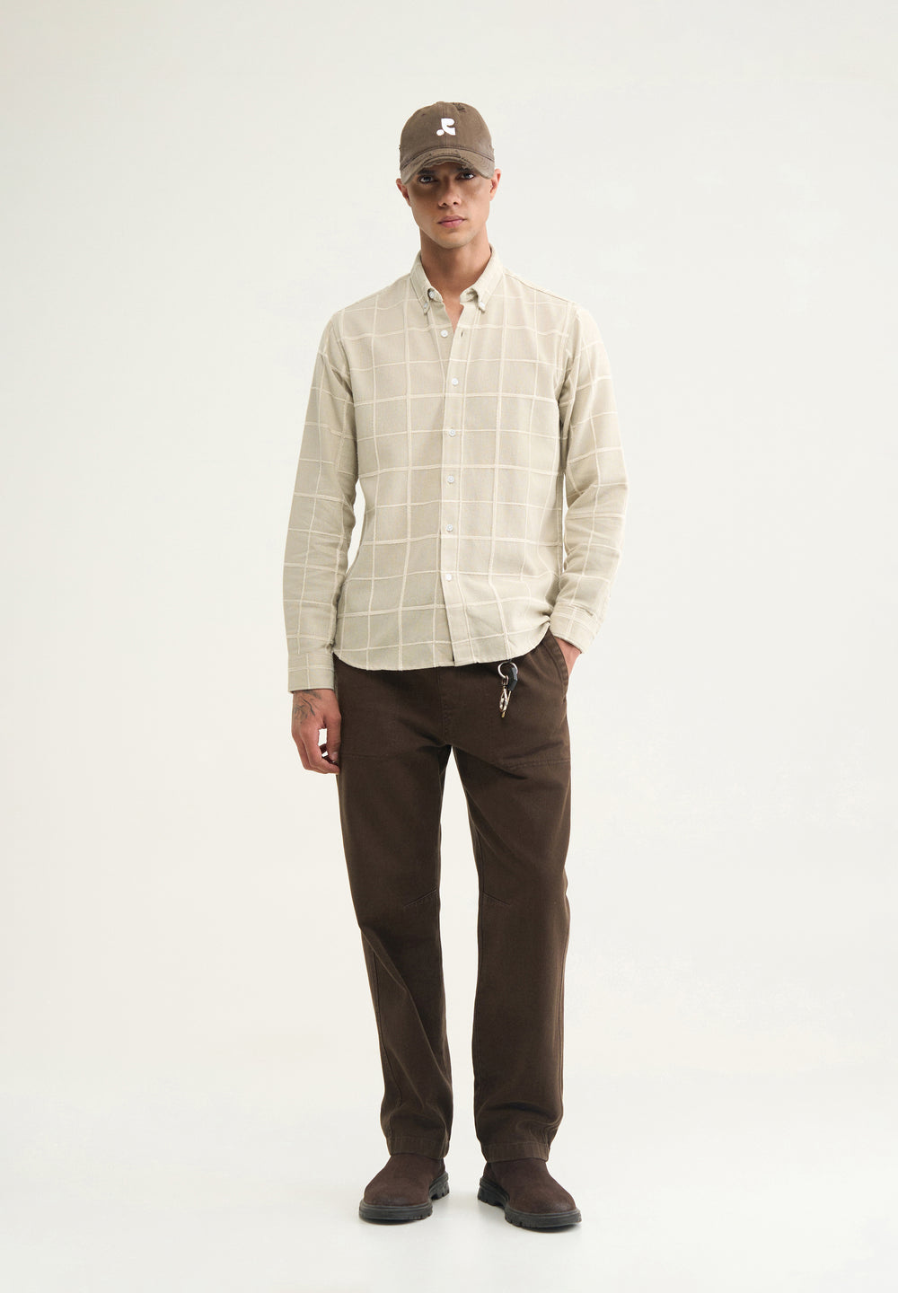 Pastel Sage Self Checked Shirt