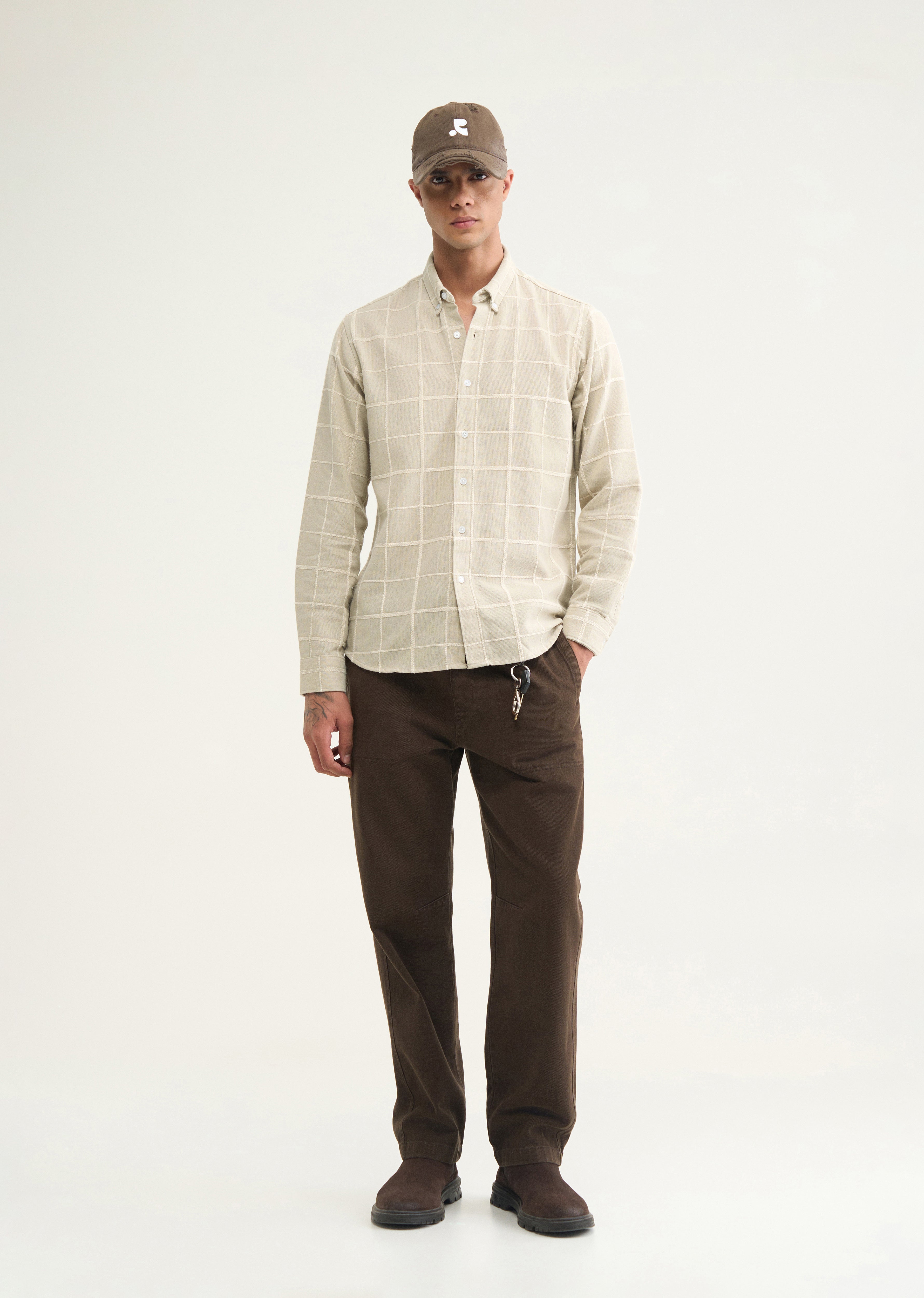 Pastel Sage Self Checked Shirt
