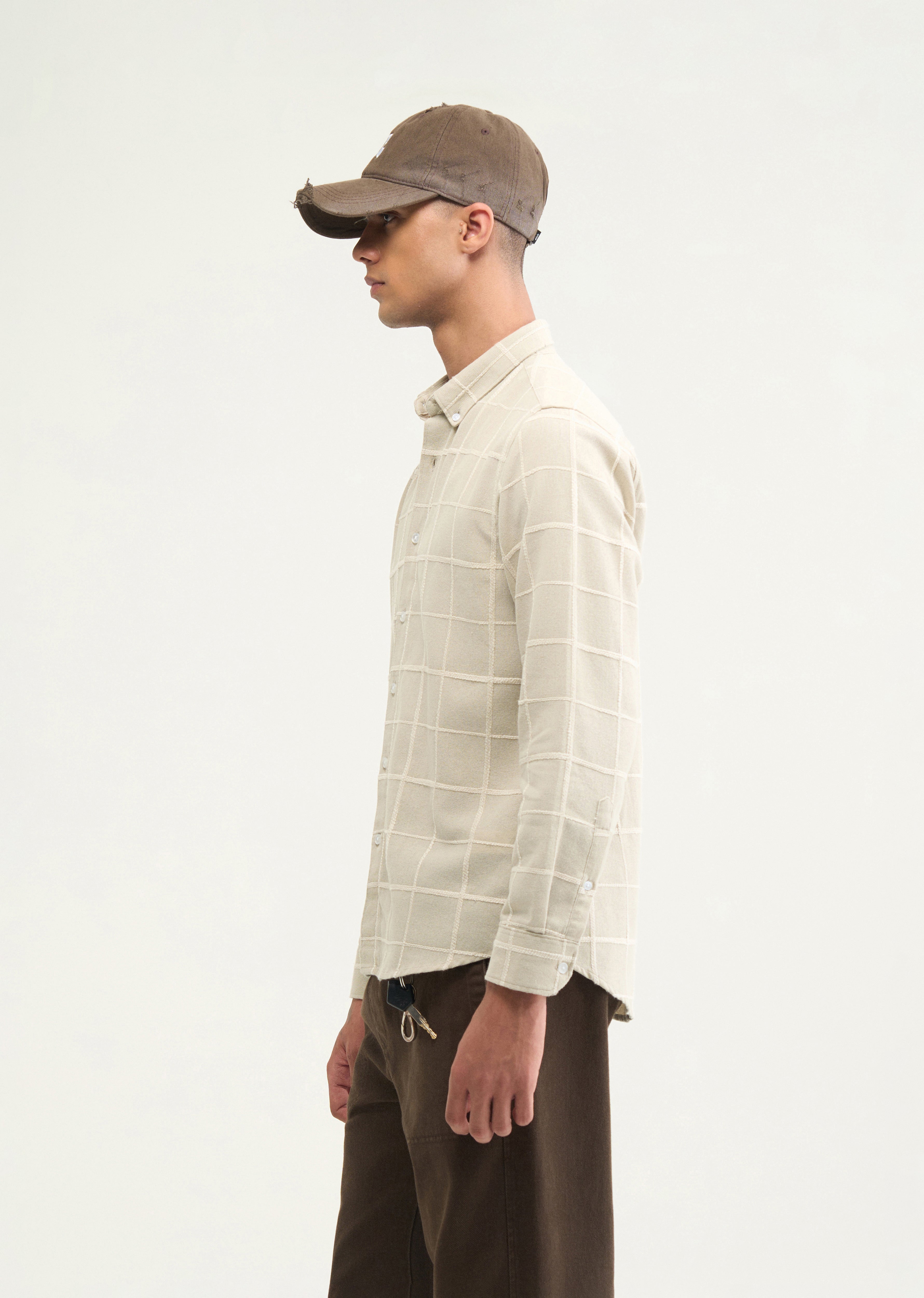 Pastel Sage Self Checked Shirt