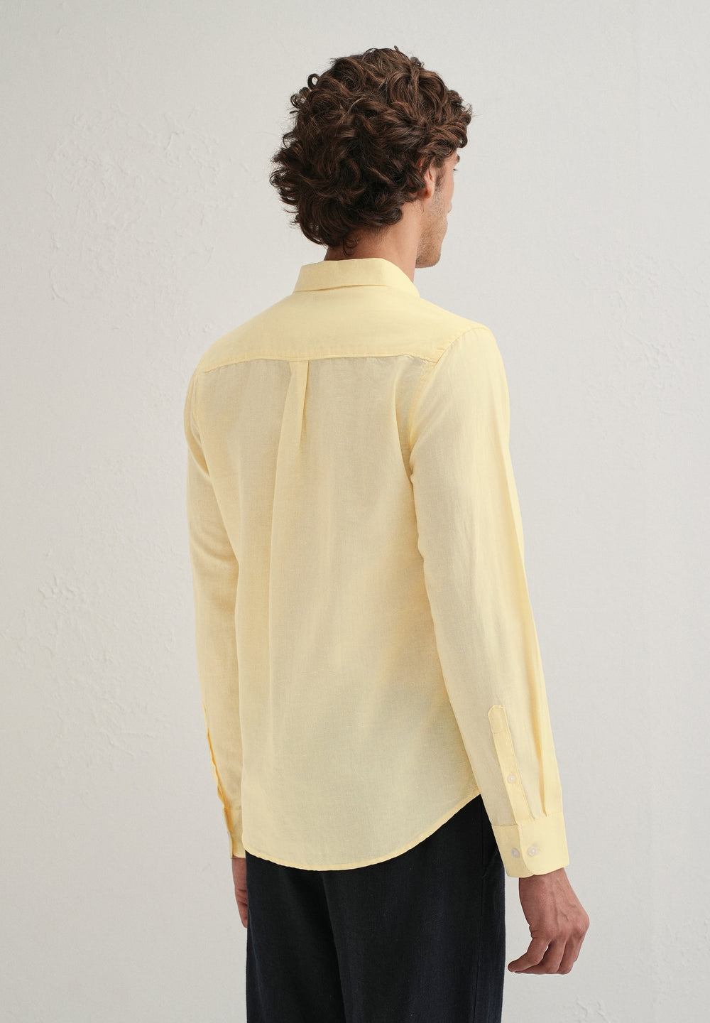 Pastel Yellow Cotton Linen Shirt