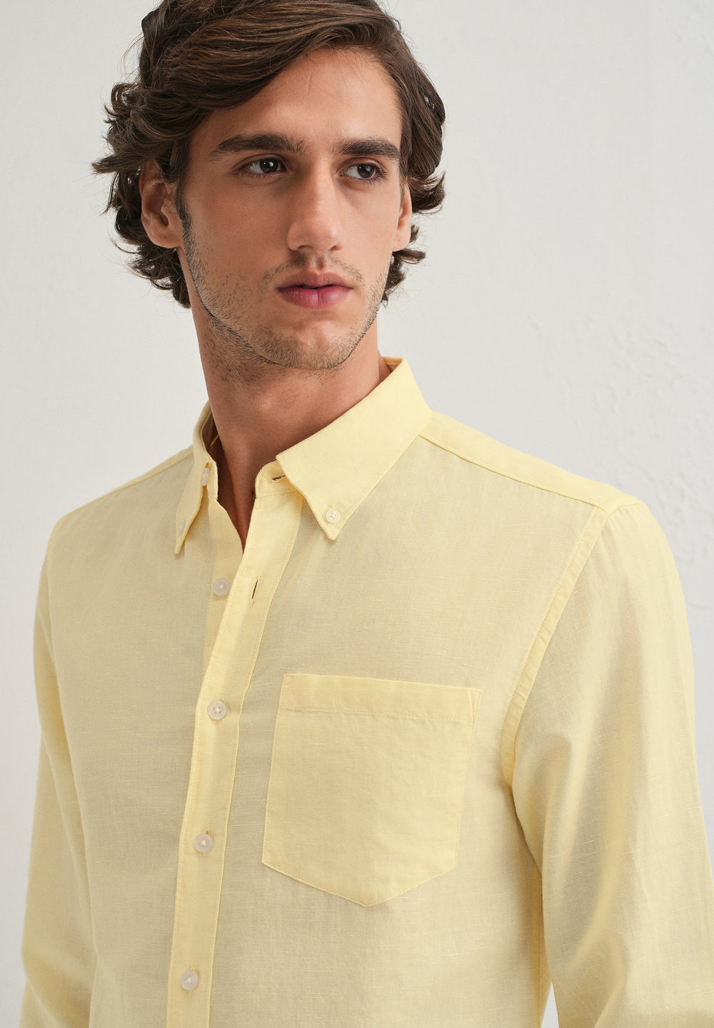 Pastel Yellow Cotton Linen Shirt
