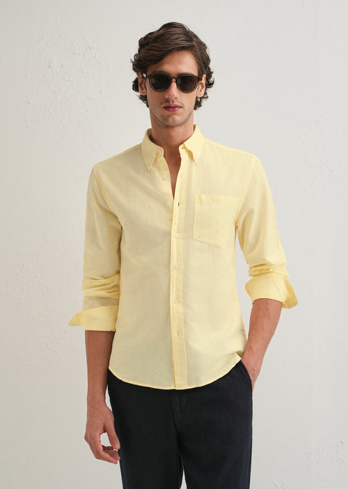 Pastel Yellow Cotton Linen Shirt