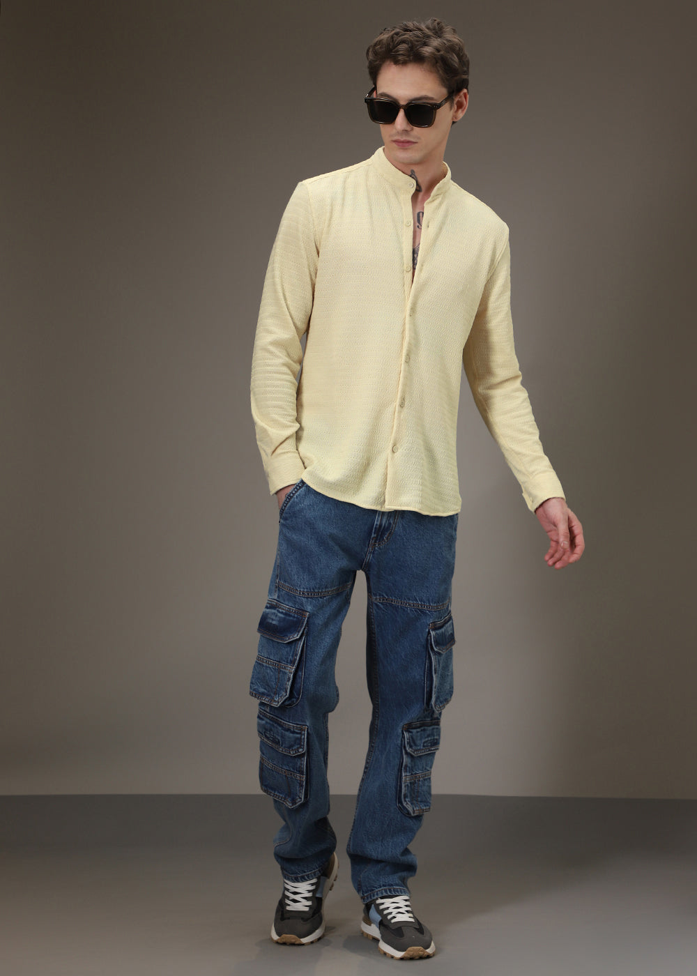 Pastel Yellow Knitted Crochet Shirt