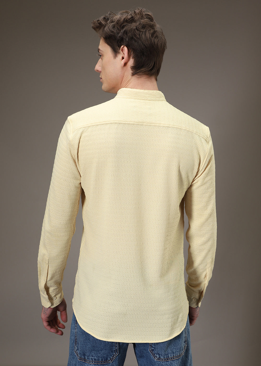Pastel Yellow Knitted Crochet Shirt