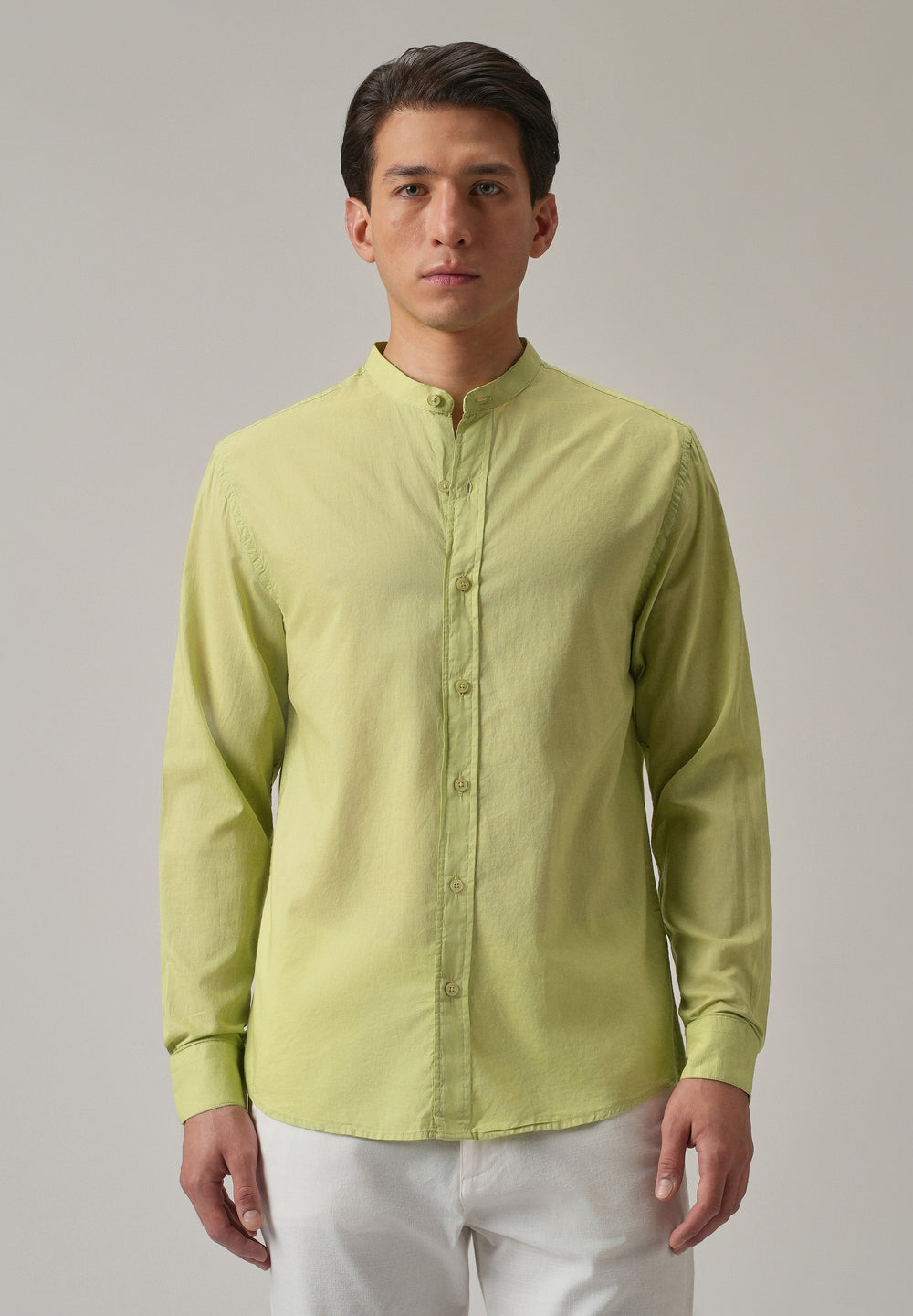 Pastel Green Plain Cotton Shirt