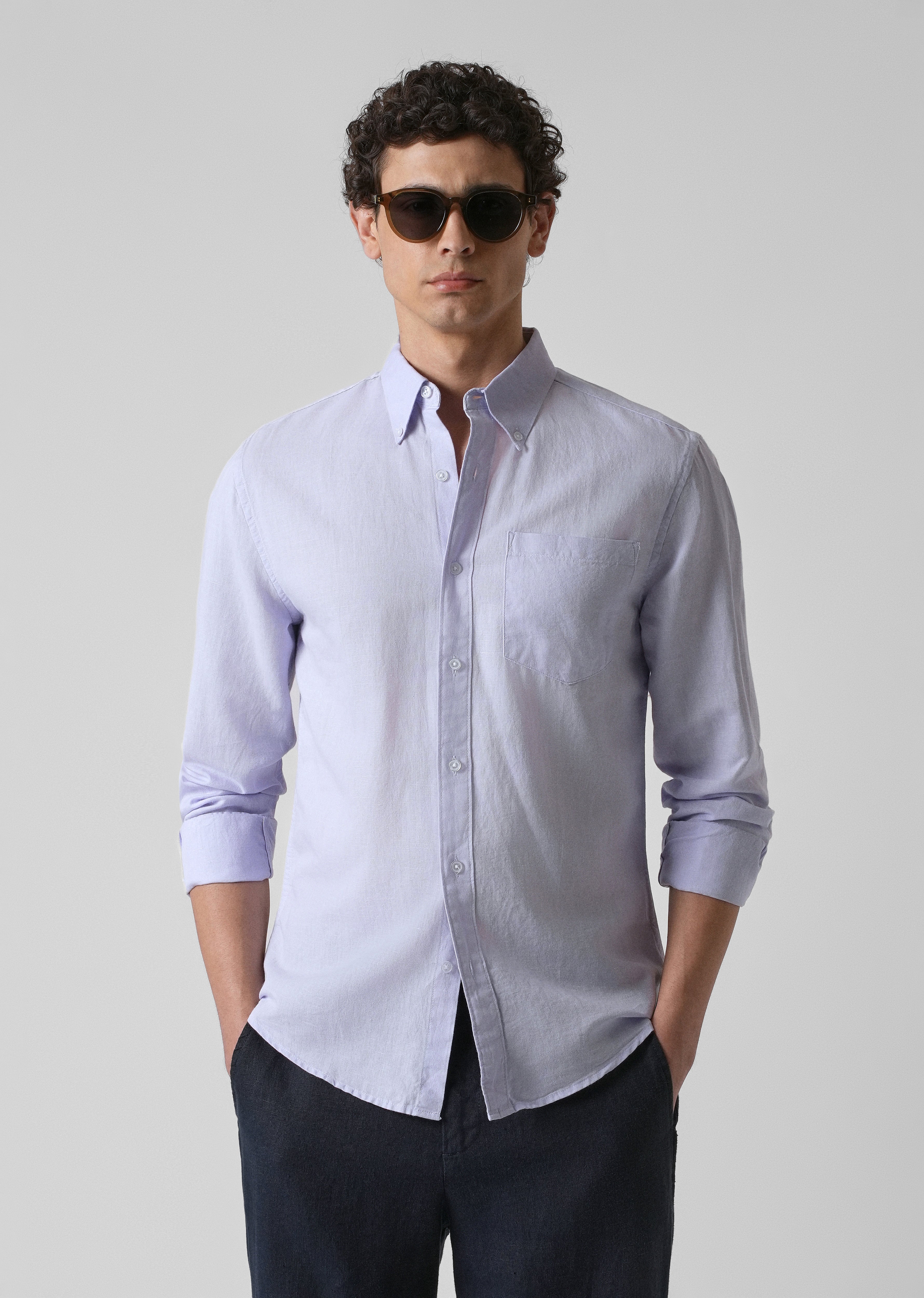 Pastel Lavender Cotton Linen Shirt