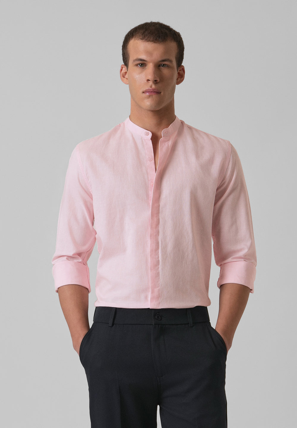 Pastel Pink Cotton Linen Shirt