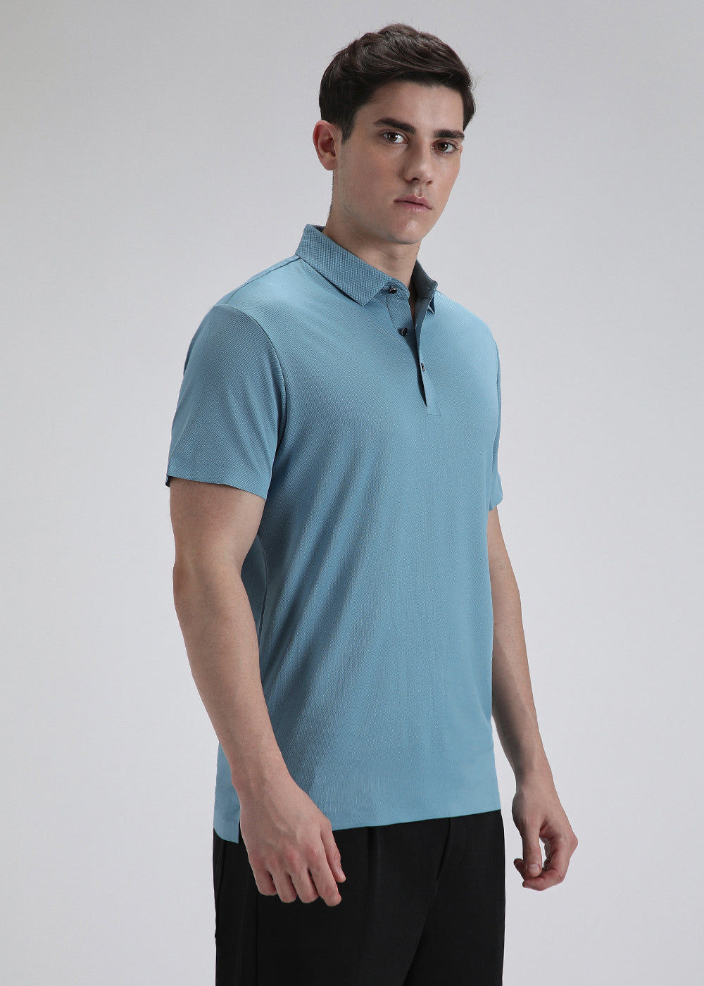 Patterned Blue Stitchless Polo T-shirt