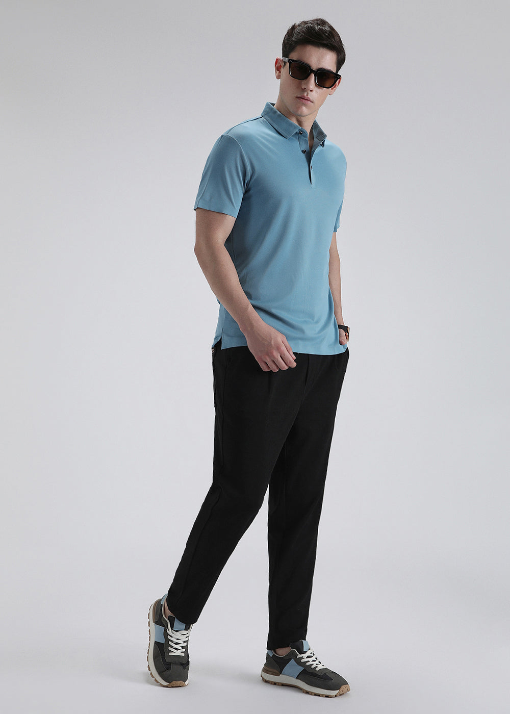 Patterned Blue Stitchless Polo T-shirt