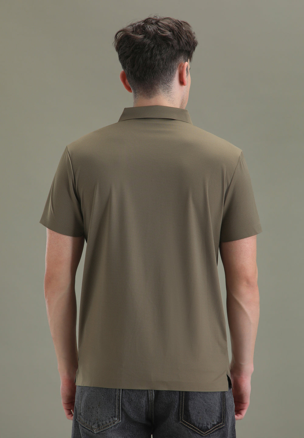 Patterned Brown Stitchless Polo T-shirt