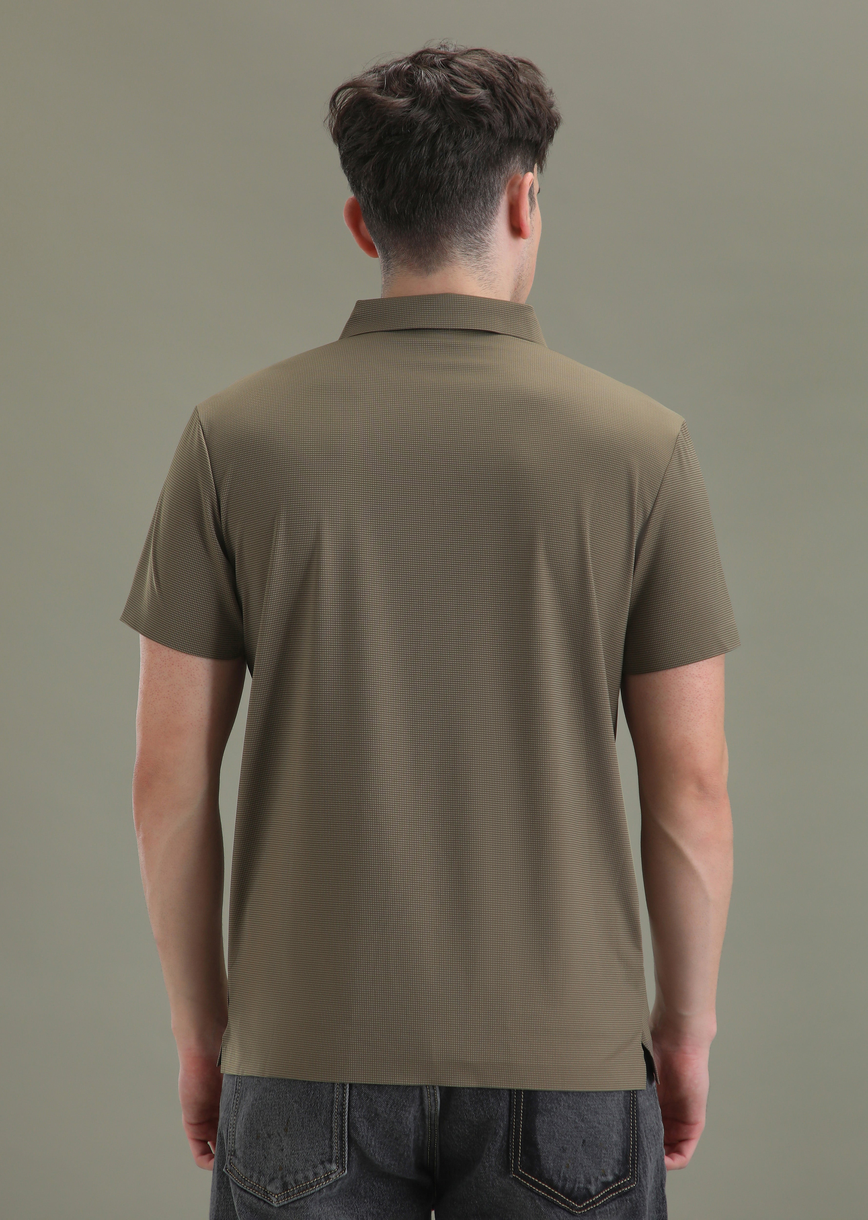 Patterned Brown Stitchless Polo T-shirt