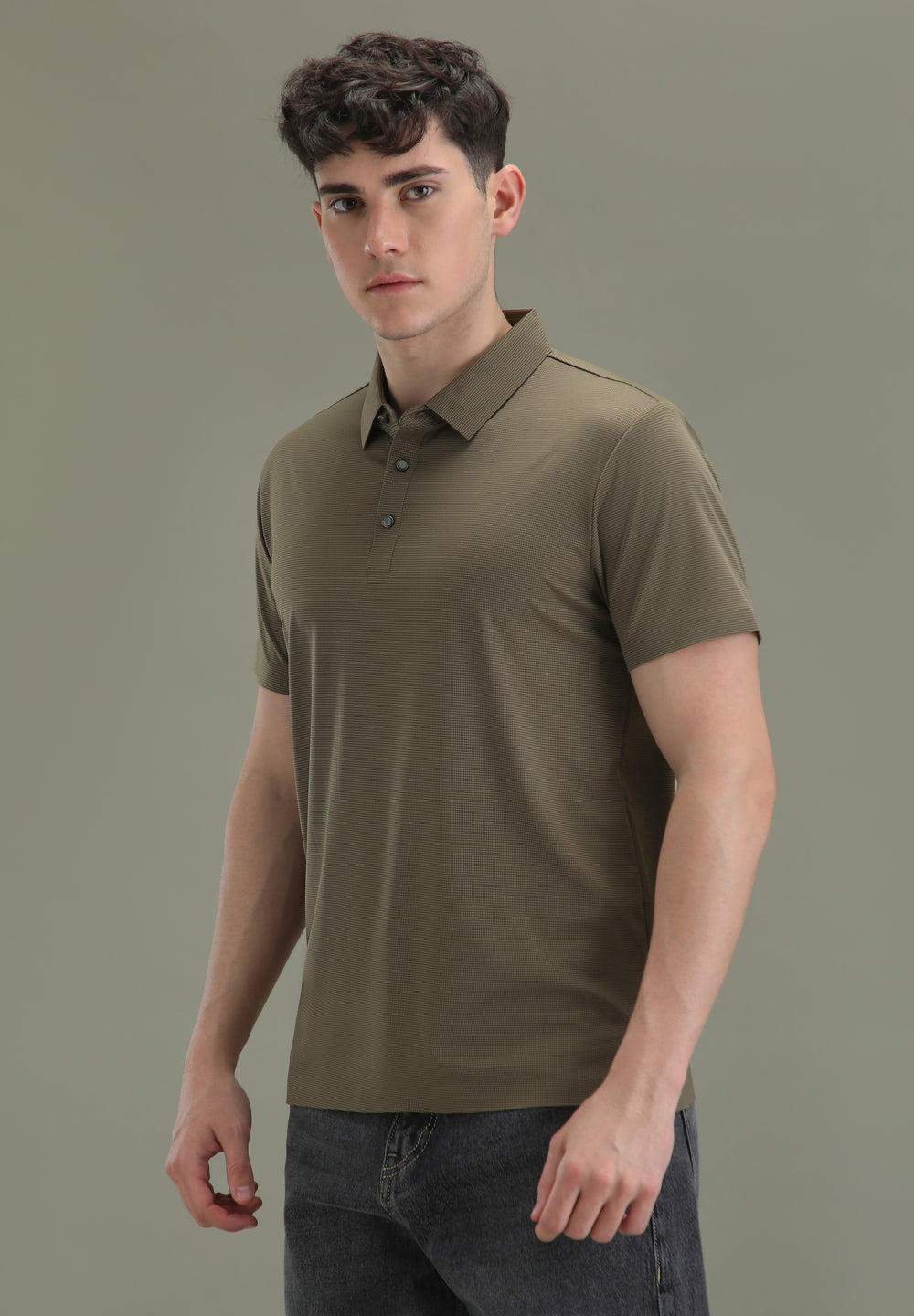 Patterned Brown Stitchless Polo T-shirt
