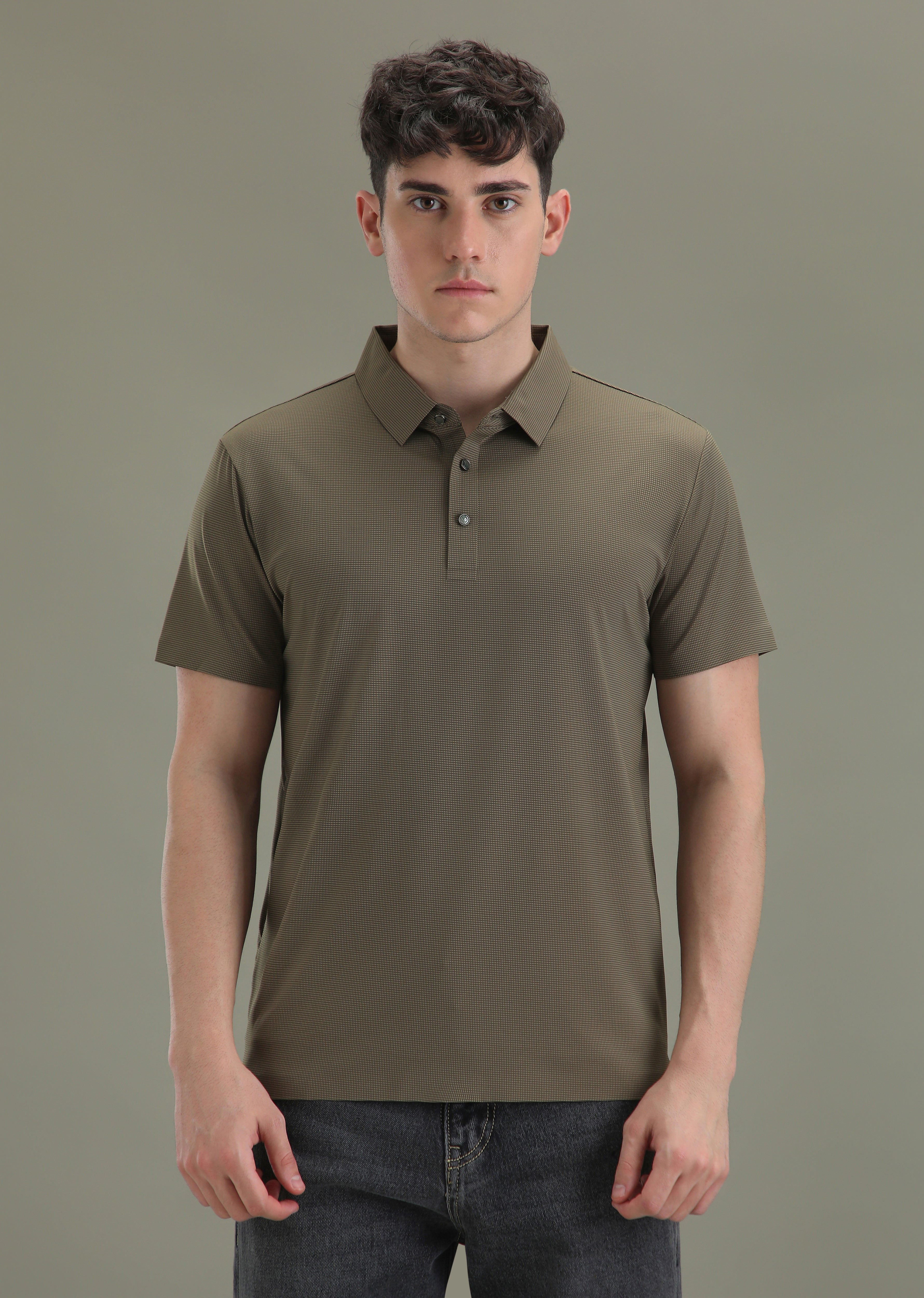 Patterned Brown Stitchless Polo T-shirt