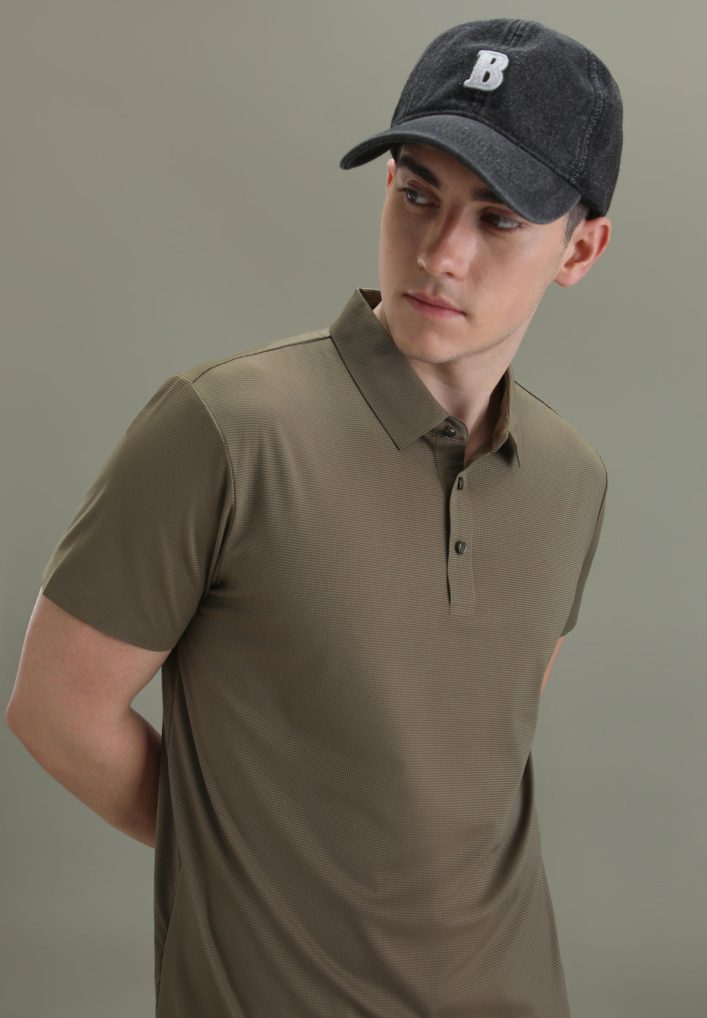 Patterned Brown Stitchless Polo T-shirt