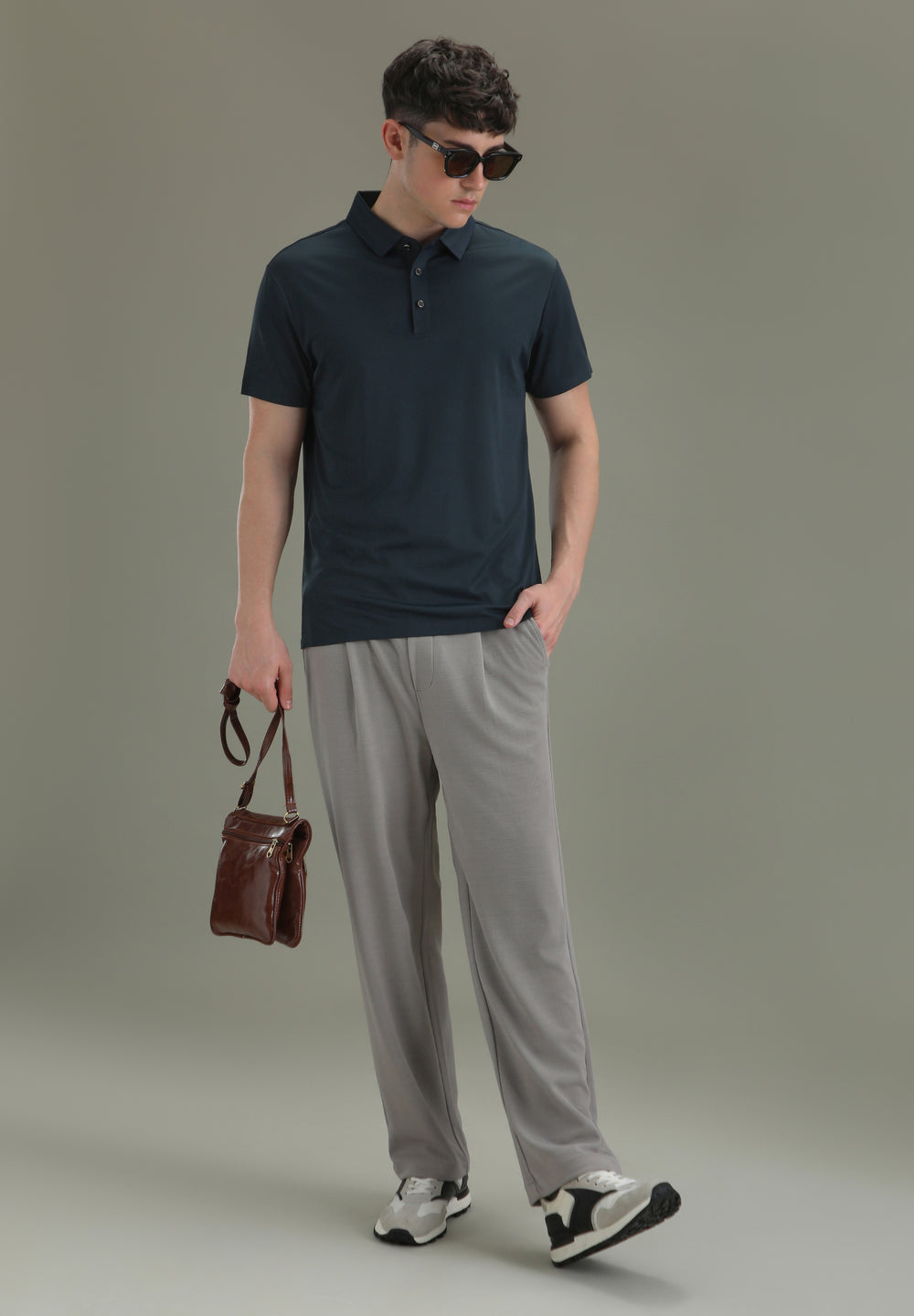 Patterned Dark Blue Stitchless Polo T-shirt