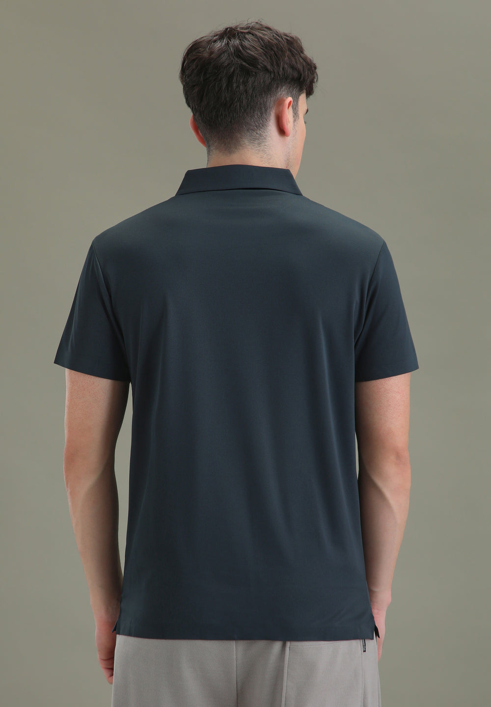 Patterned Dark Blue Stitchless Polo T-shirt