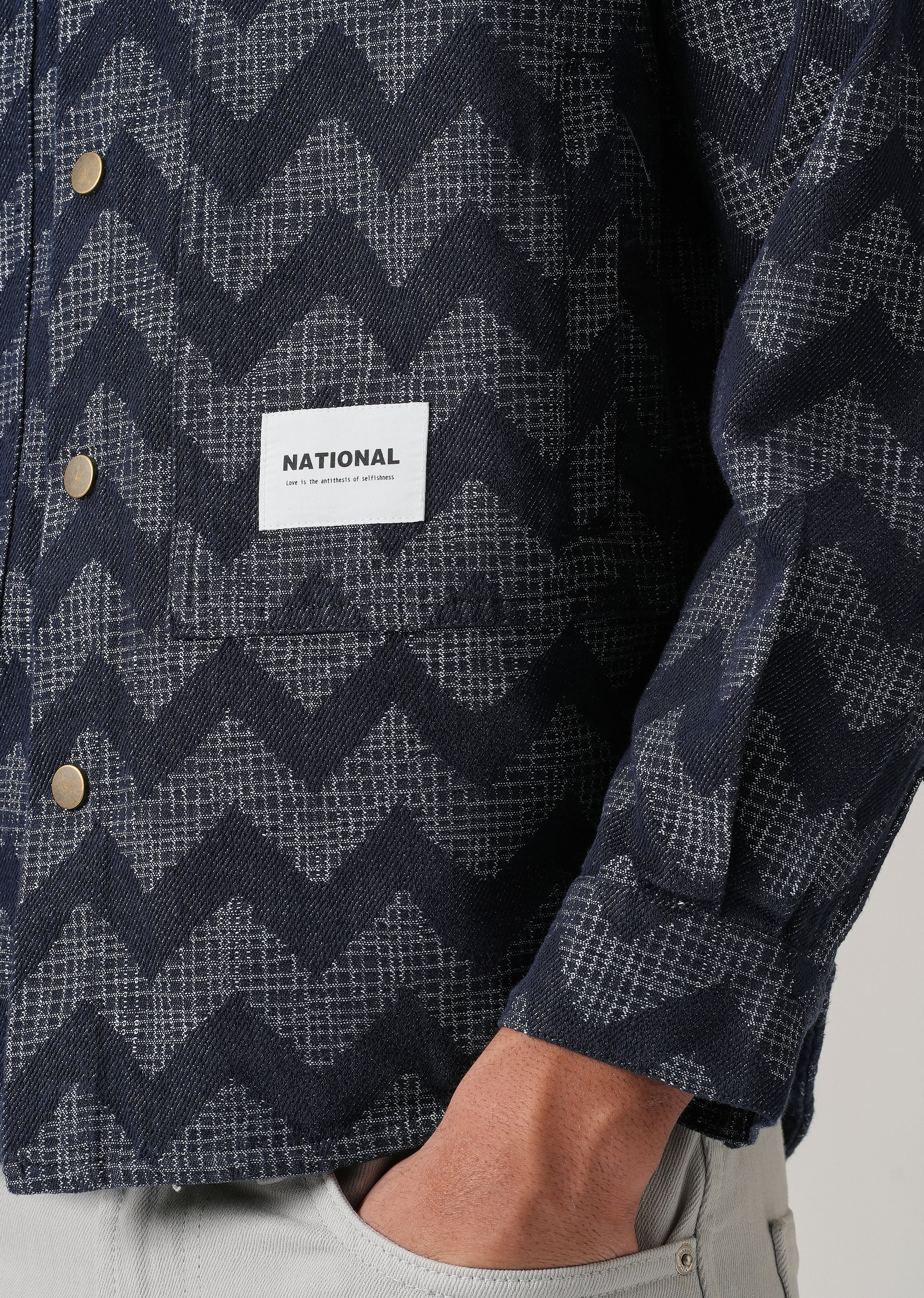 Patterned Denim Jacquard Jacket