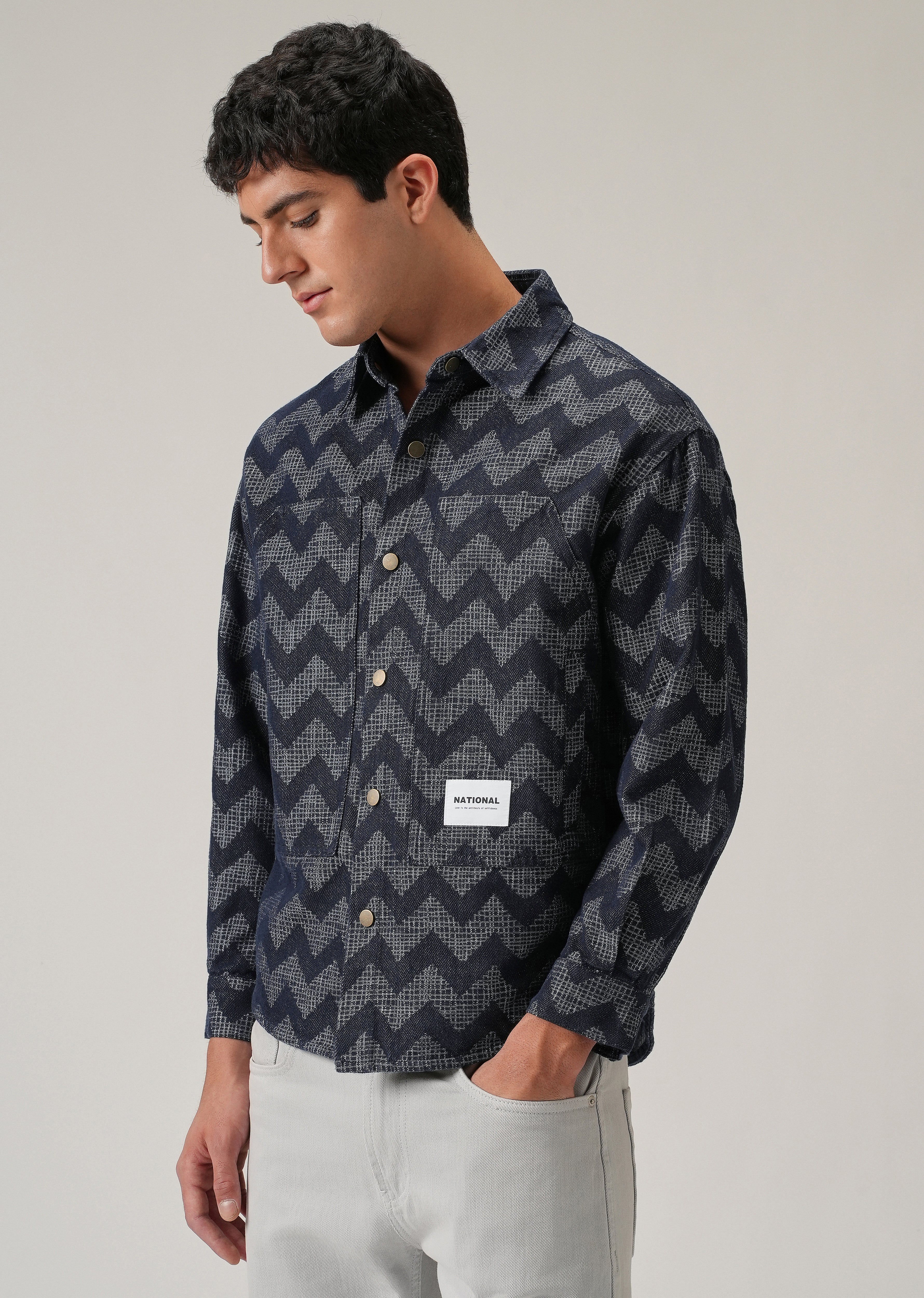 Patterned Denim Jacquard Jacket