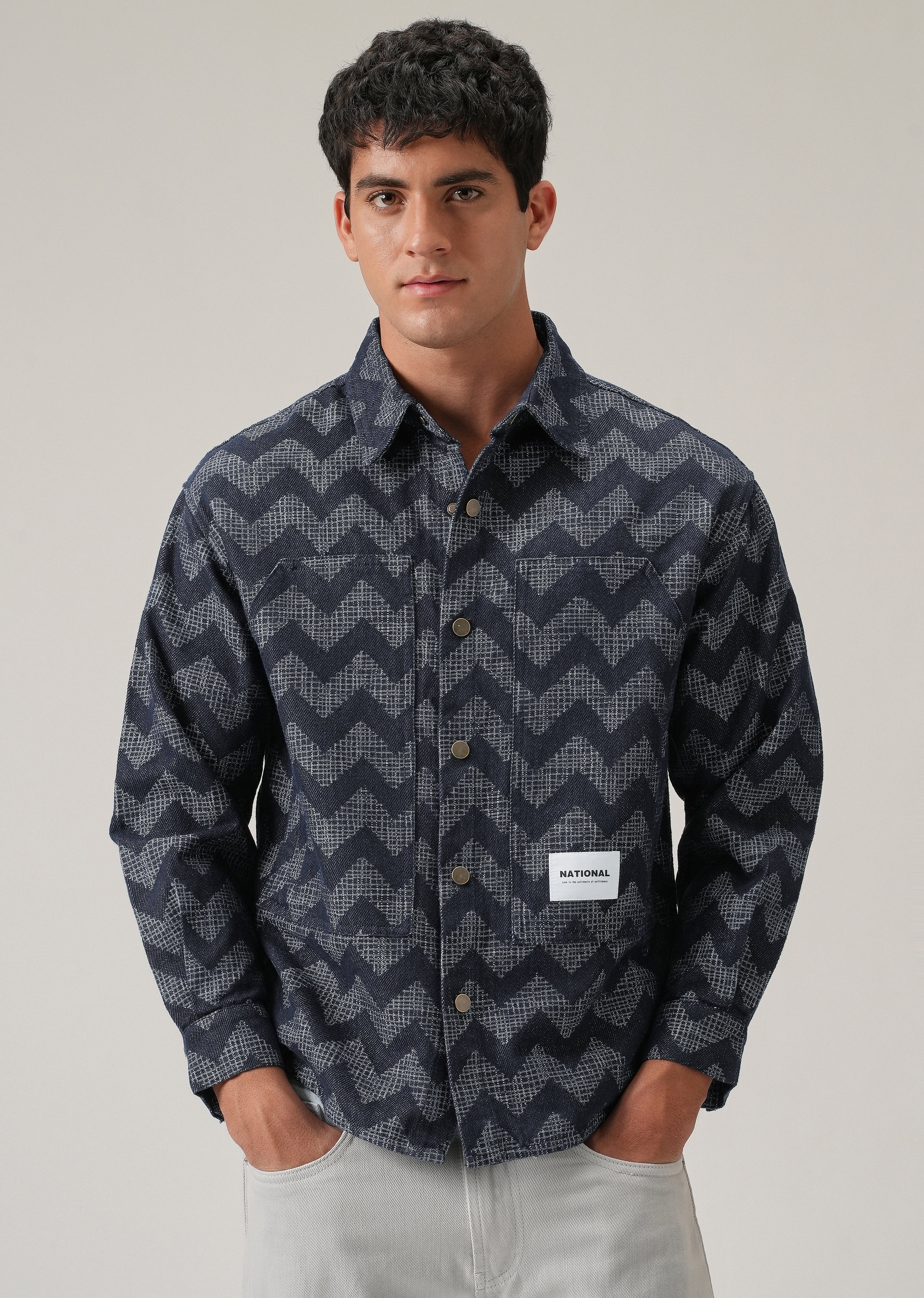 Patterned Denim Jacquard Jacket