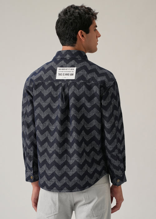 Patterned Denim Jacquard Jacket