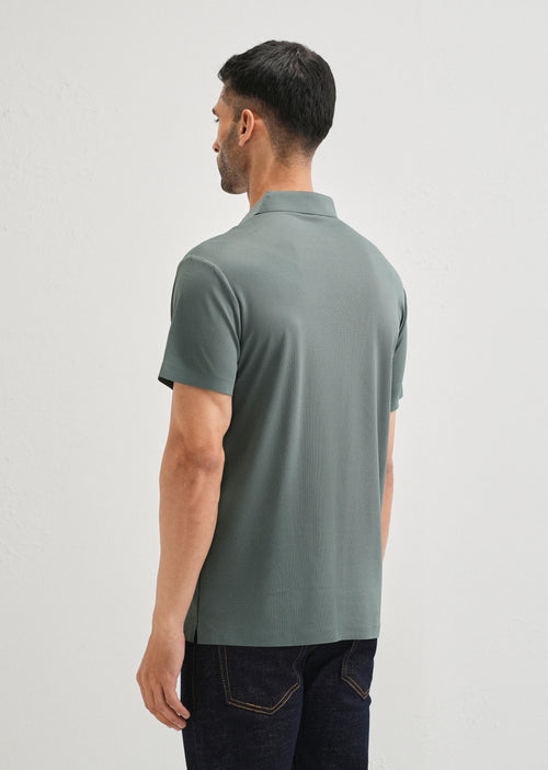 Patterned Green Plain Stitchless Polo T-shirt