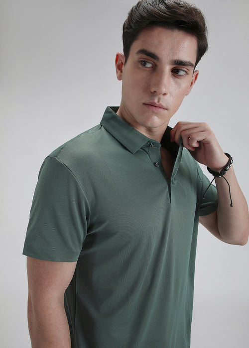 Patterned Grey Stitchless Polo T-shirt