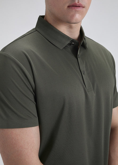 Patterned Olive Green Stitchless Polo T-shirt